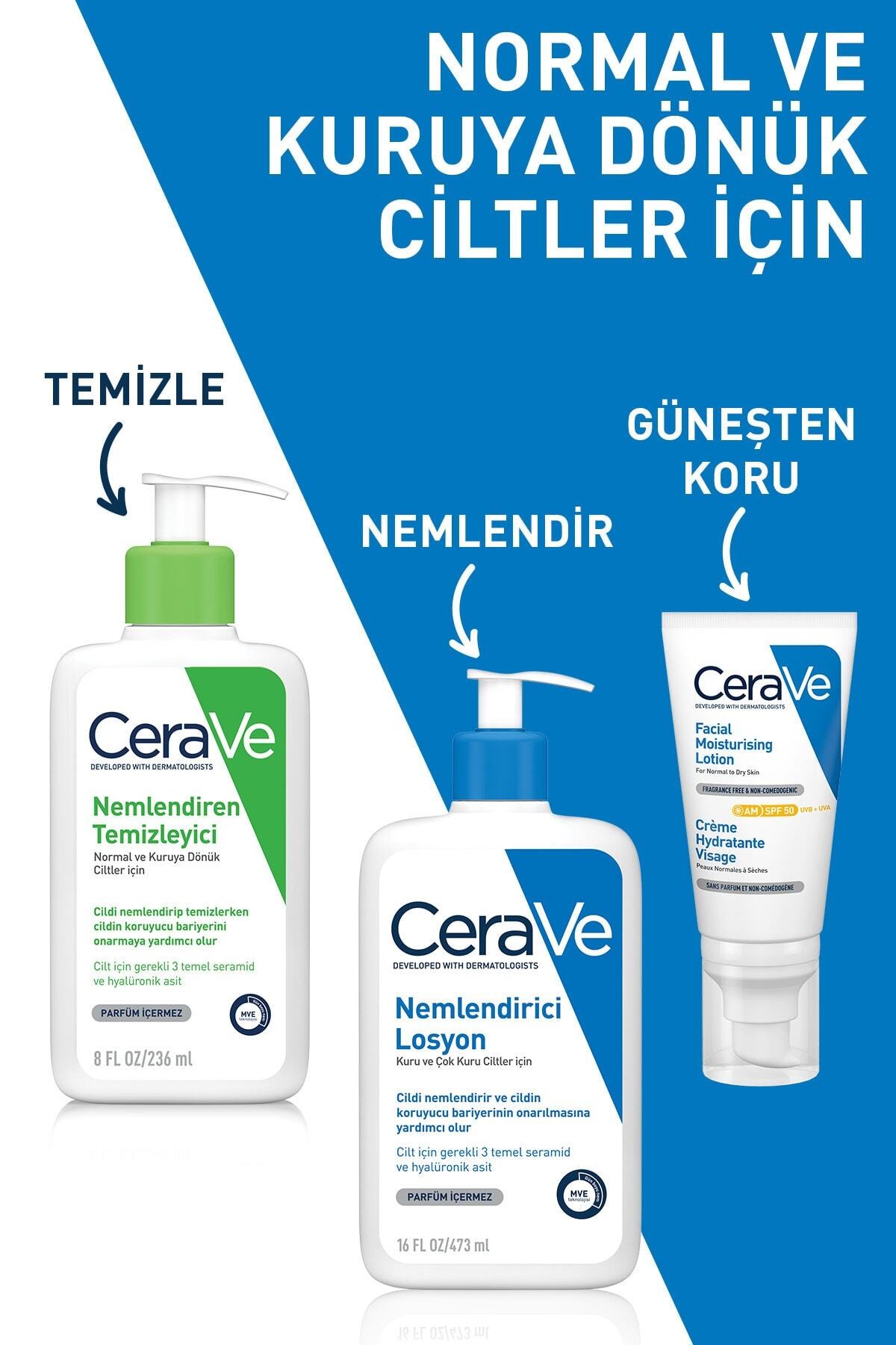 CERAVEYÜZ TEMİZLEYİCİLERCeraVe Normal Ve Kuru Ciltler İçin Nemlendiren Temizleyici 236 ml