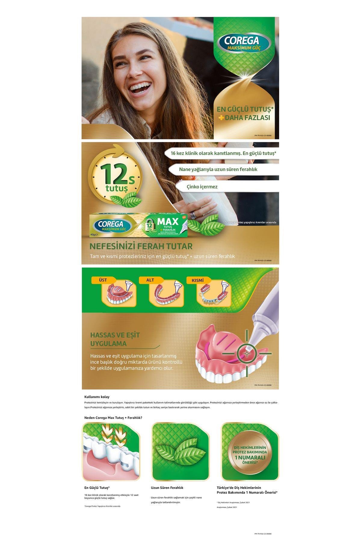 COREGAAĞIZ VE DİŞ BAKIMICorega Max Tutuş Ferahlık Diş Protezi Yapıştırıcı 40 gr