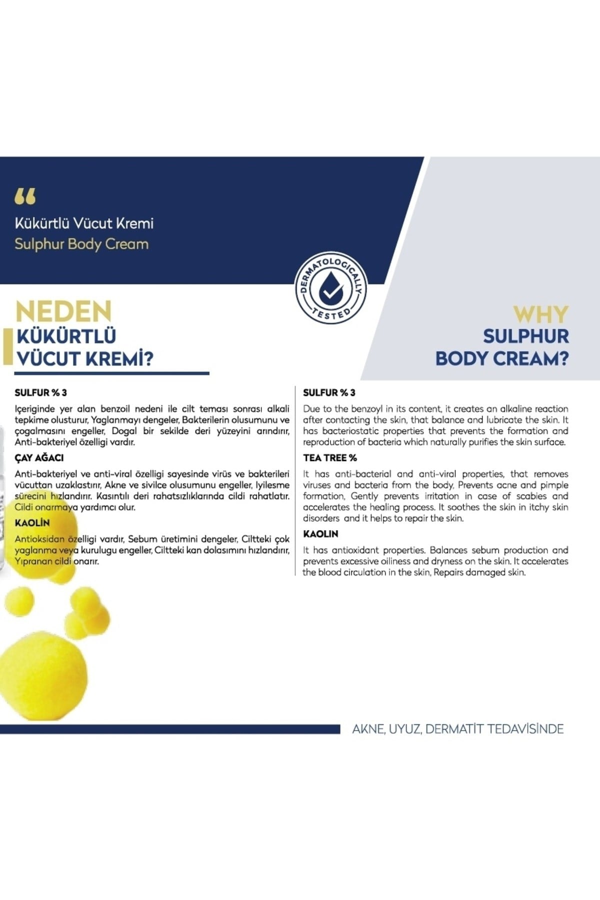 DERMAVIANEMLENDİRİCİLERDermavia Kükürtlü Vücut Kremi 150 ml