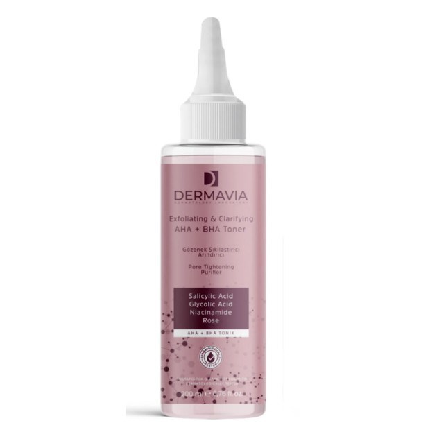 DERMAVIAYÜZ TEMİZLEYİCİLERDermavia AHA + BHA Tonik 200 ml - Gözenek Sıkılaştırıcı, Arındırıcı ve Cilt Yenileyici Tonik