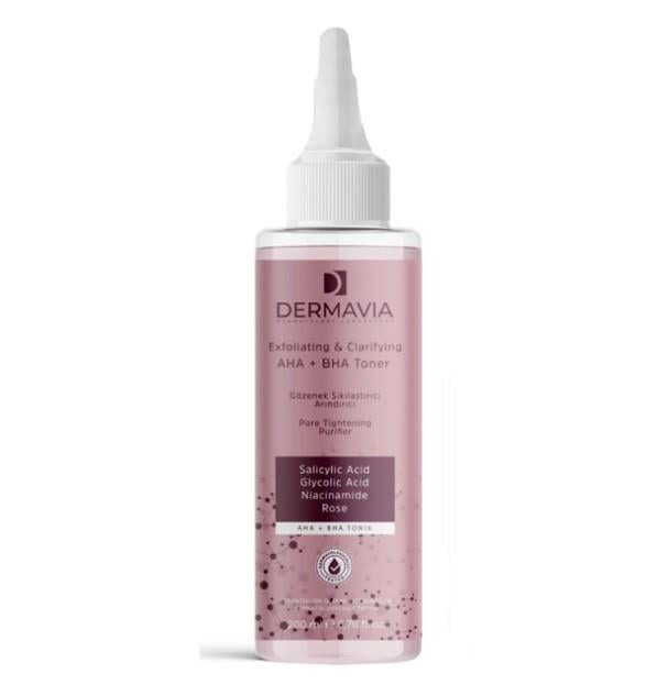 DERMAVIAYÜZ TEMİZLEYİCİLERDermavia AHA + BHA Tonik 200 ml - Gözenek Sıkılaştırıcı, Arındırıcı ve Cilt Yenileyici Tonik