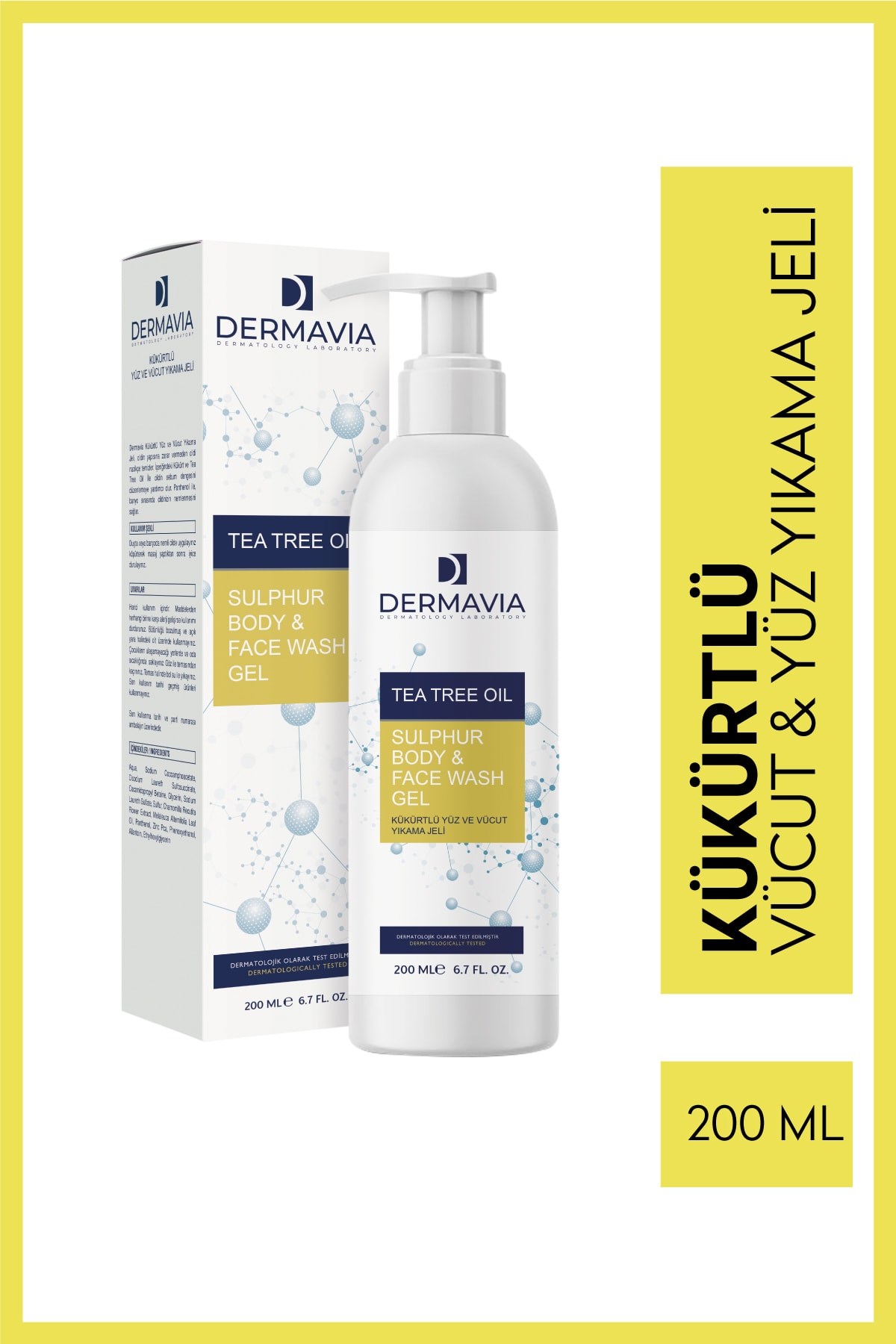 DERMAVIAYÜZ TEMİZLEYİCİLERDermavia Kükürtlü Yüz ve Vücut Yıkama Jeli 200 ml