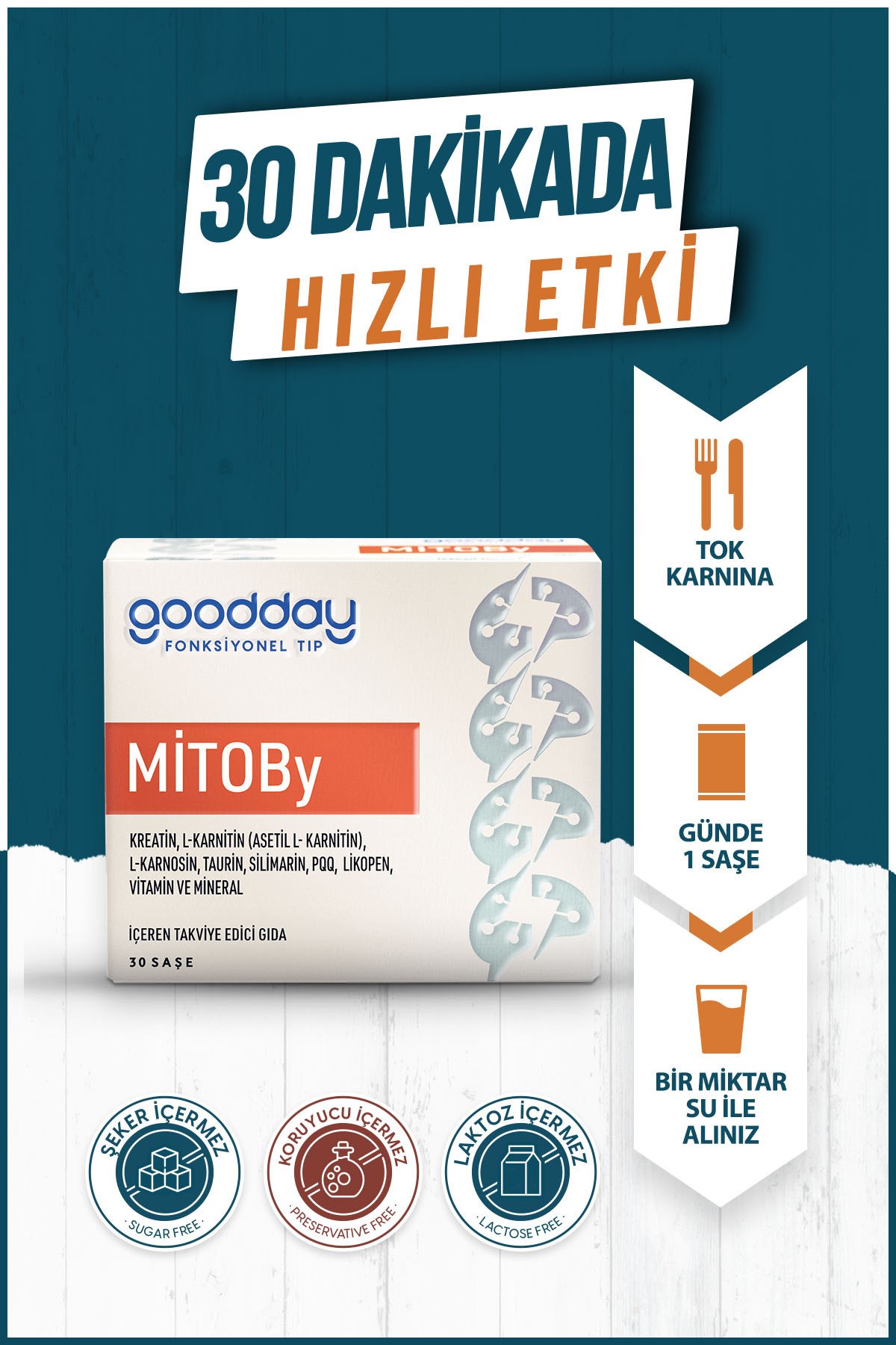 GOODDAYBESİN TAKVİYELERİGoodday Mitoby 30 Saşe