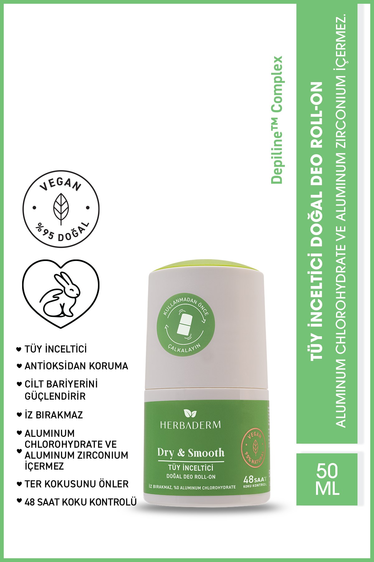 HerbadermDEODORANT & ROLL-ONHerbaderm Dry Smooth Doğal Deo Roll On 50 ml