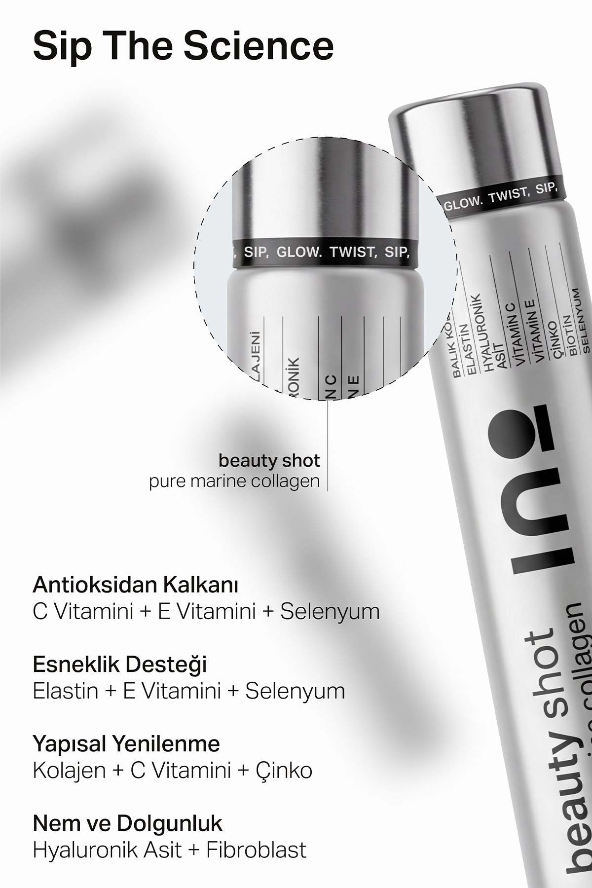INO BeautyKOLAJENLERIno Beauty Shot Pure Marine Collagen 14 Shot 40 ml