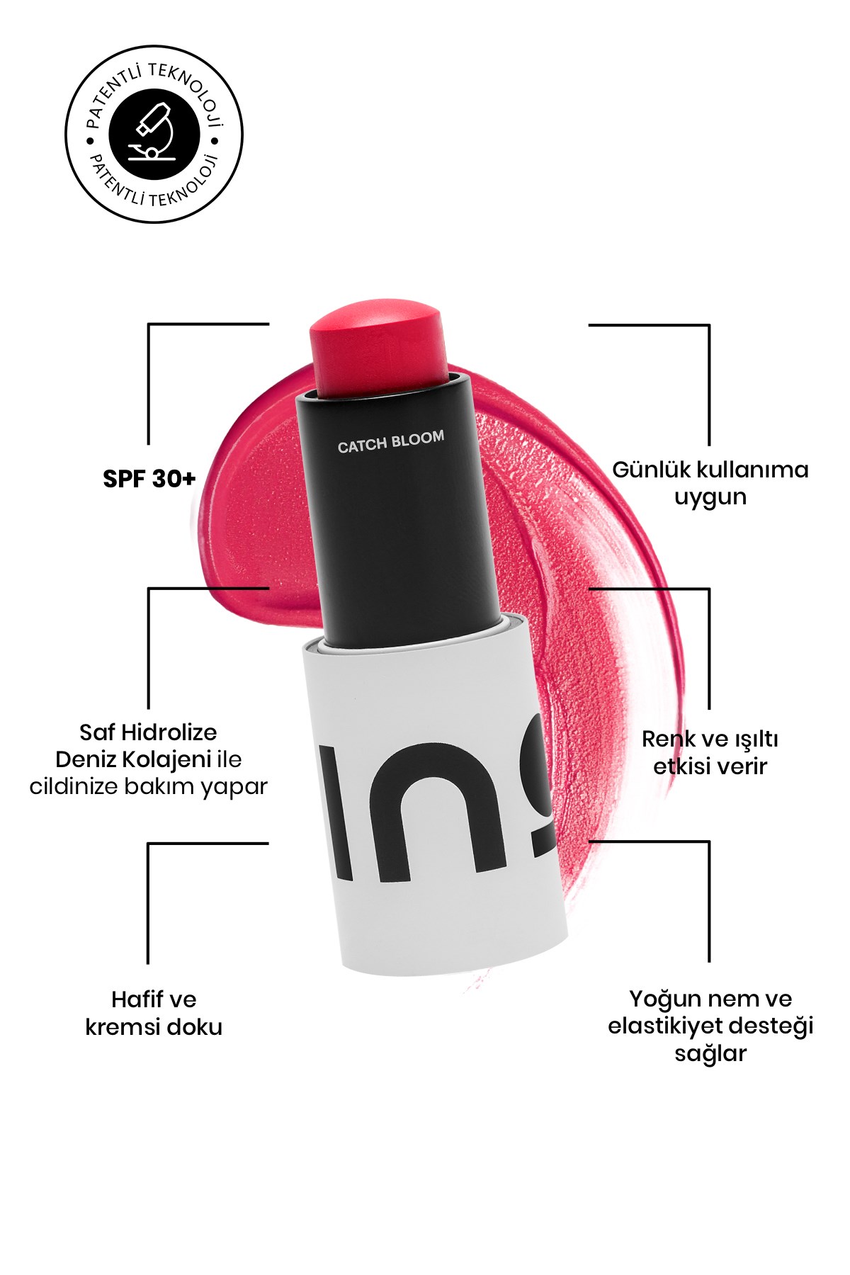 INO BeautyKOZMETİKIno Beauty Catch Bloom Full Size Lip Cheek Stick Dudak ve Yanak Nemlendirici Peony 8,77 gr