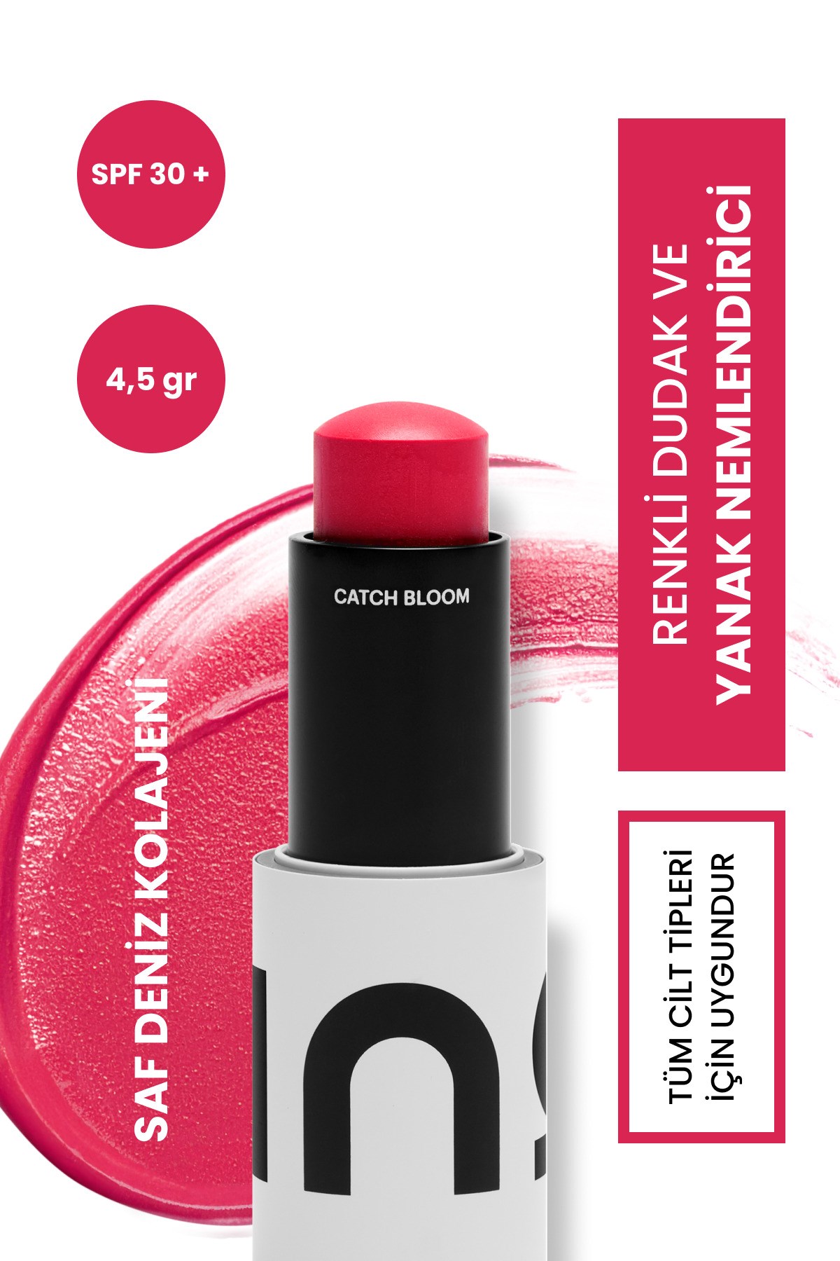 INO BeautyKOZMETİKIno Beauty Catch Bloom Full Size Lip Cheek Stick Dudak ve Yanak Nemlendirici SPF 30+ Peony 4.5 gr