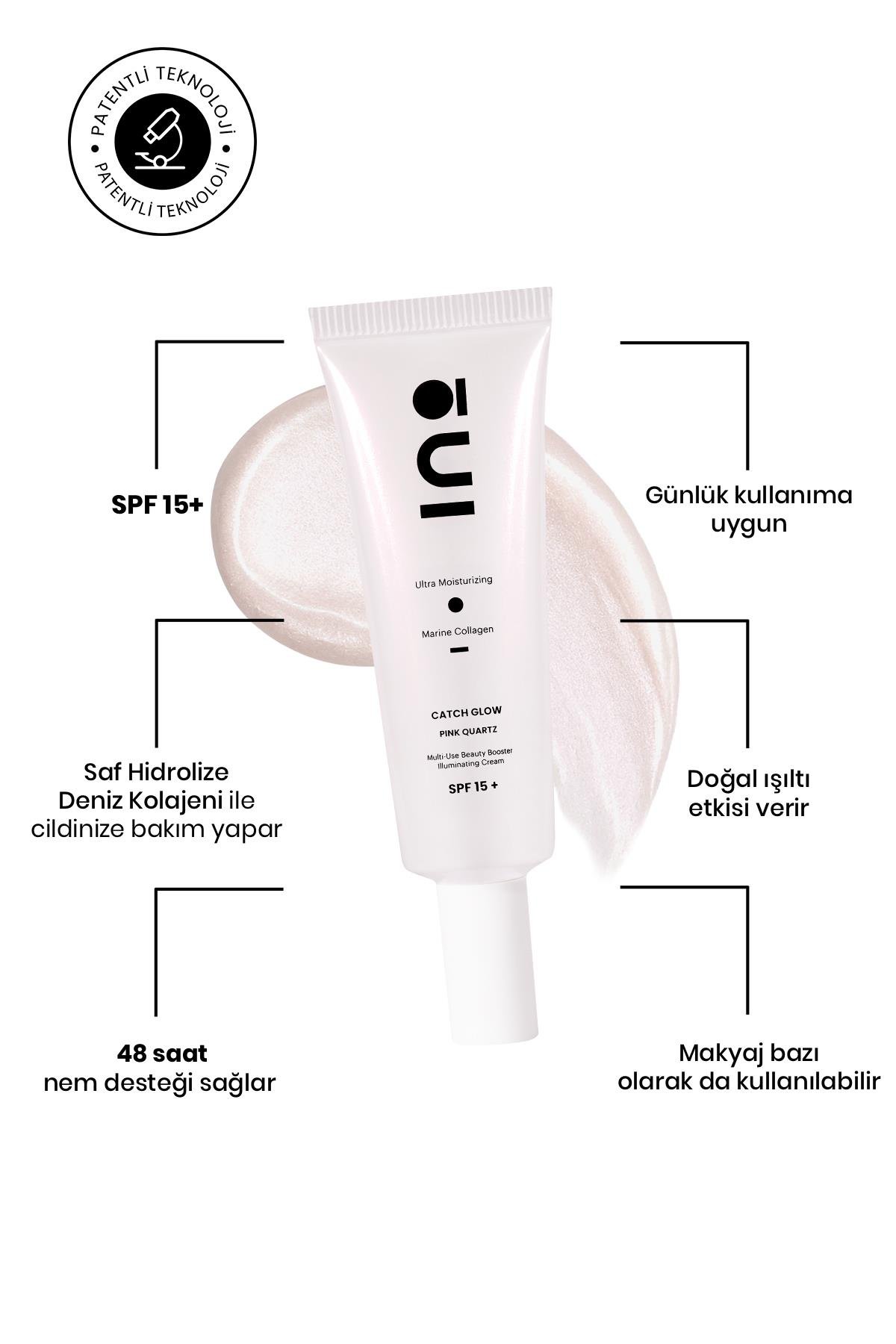 INO BeautyYÜZ GÜNEŞ ÜRÜNLERİIno Beauty Catch Glow Marine Collagen SPF15+ 50 ml - Pink Quartz