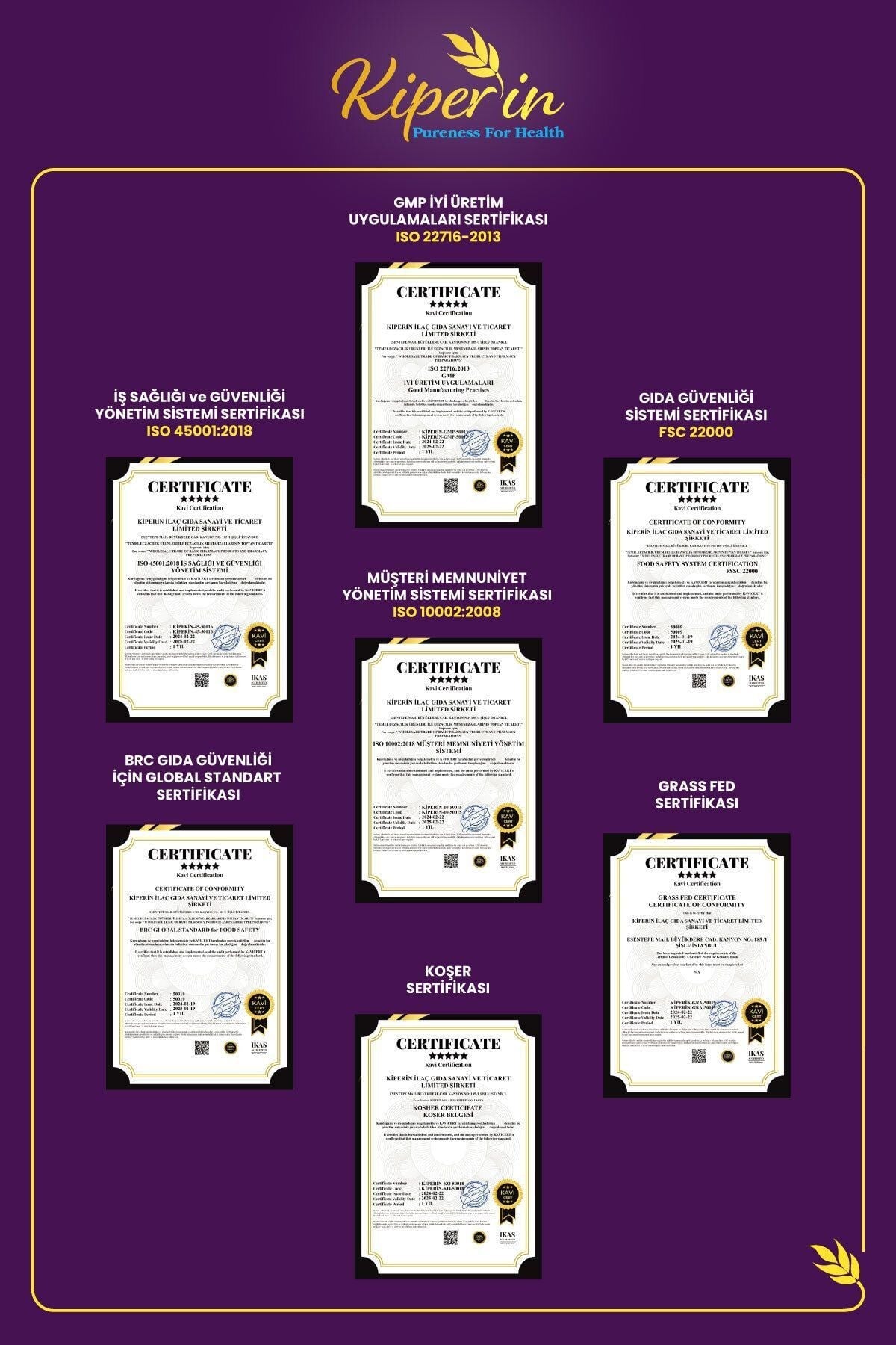 KİPERİNKOLAJENLERKiperin Purple Mor Collagen Toz 40 Günlük 575 gr