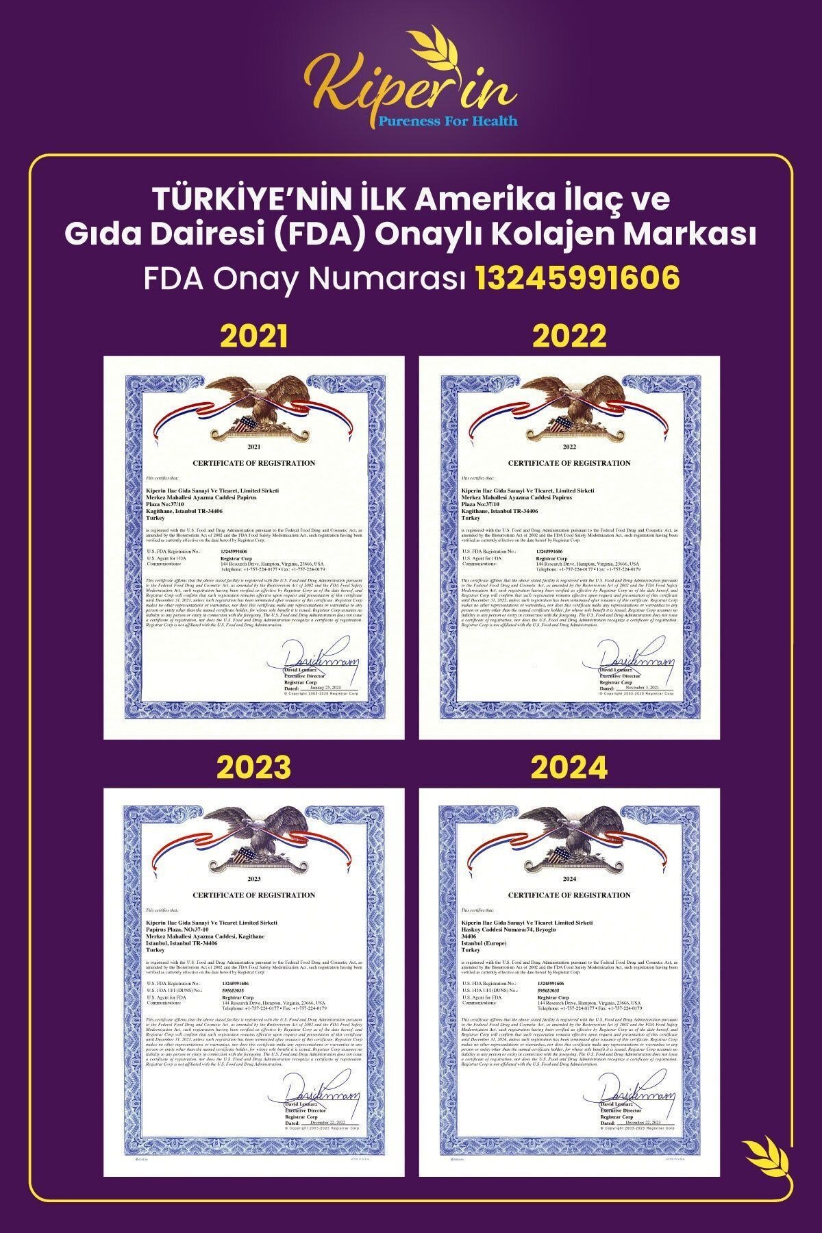 KİPERİNKOLAJENLERKiperin Purple Mor Collagen Toz 40 Günlük 575 gr