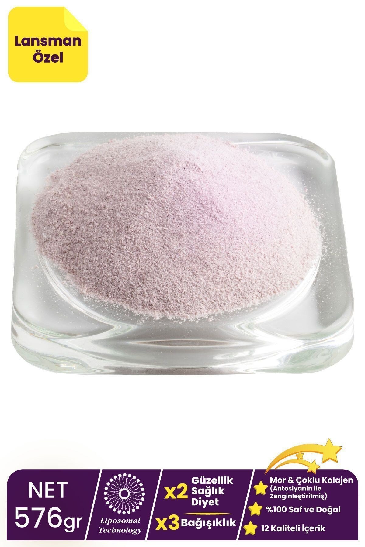 KİPERİNKOLAJENLERKiperin Purple Mor Collagen Toz 40 Günlük 575 gr