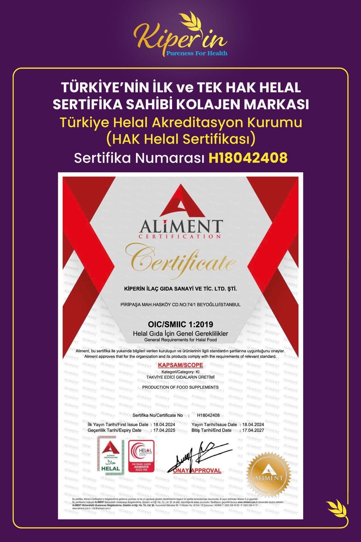 KİPERİNKOLAJENLERKiperin Purple Mor Collagen Toz 40 Günlük 575 gr