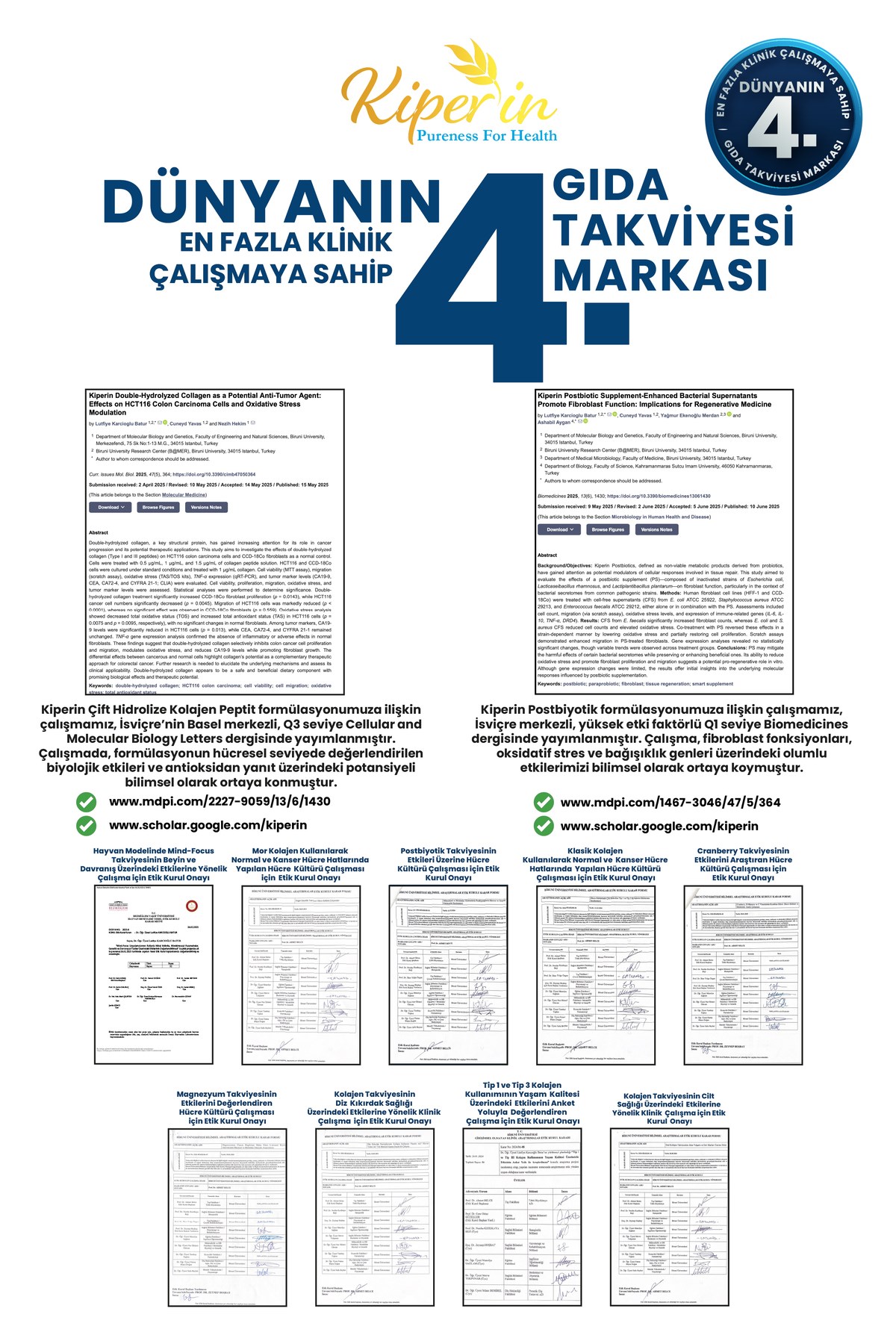 KİPERİNPROBİYOTİKLERKiperin Postbiyotik 210 Milyar Cfu Rhamnosus & Plantarum Sindirim 21 Kapsül