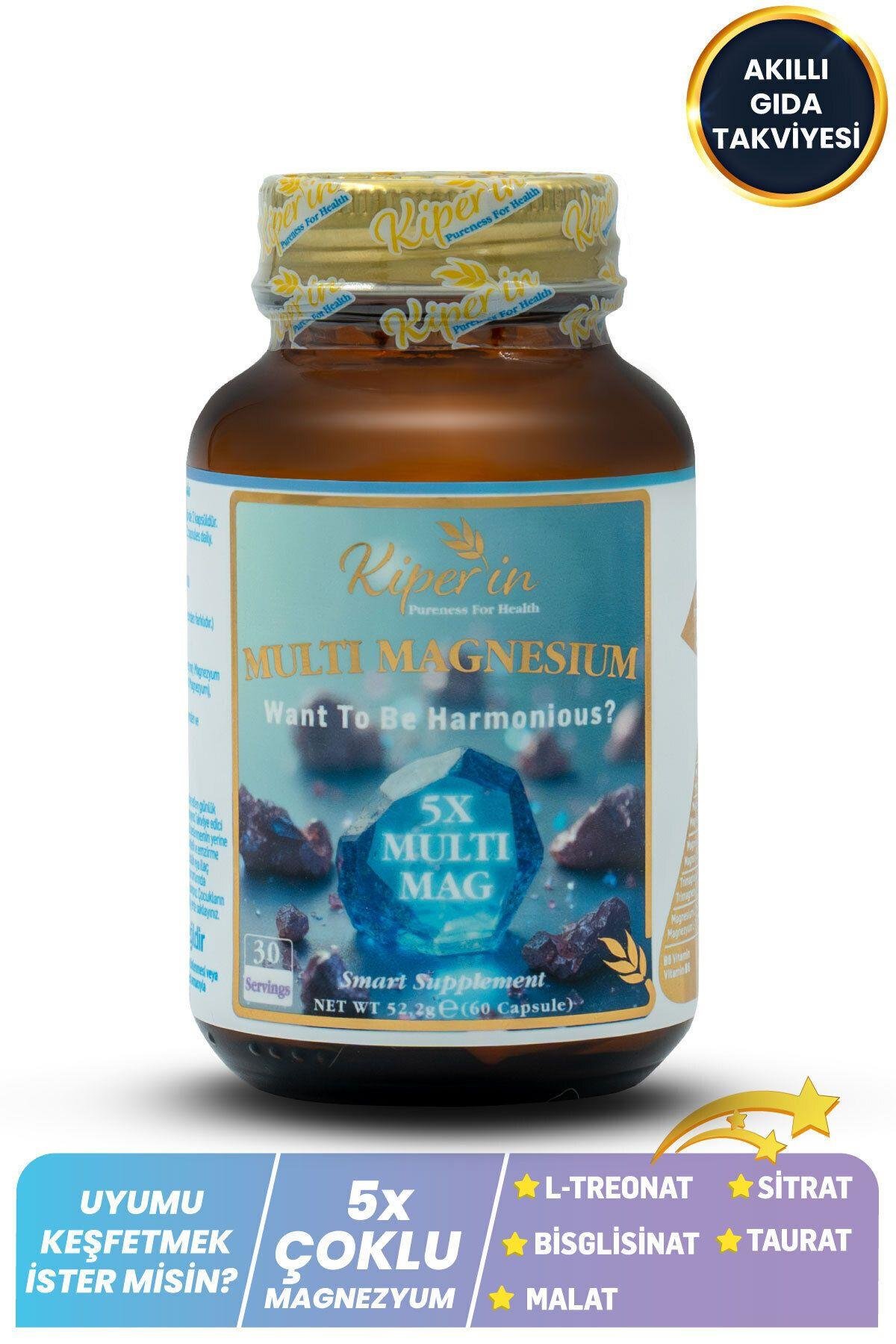 KİPERİNVİTAMİN-MİNERALLERKiperin 5x Çoklu Magnezyum Taurat Bisglisinat Malat Sitrat L-Treonat Akıllı Gıda Takviyesi 60 Kapsül