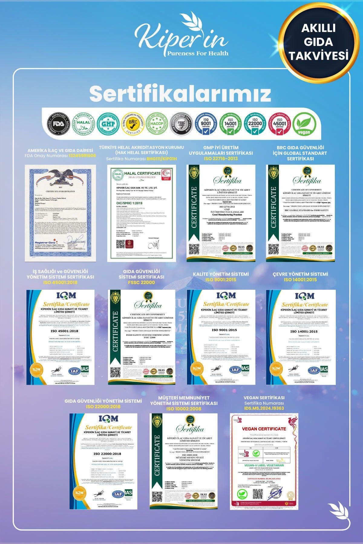 KİPERİNVİTAMİN-MİNERALLERKiperin 5x Çoklu Magnezyum Taurat Bisglisinat Malat Sitrat L-Treonat Akıllı Gıda Takviyesi 60 Kapsül
