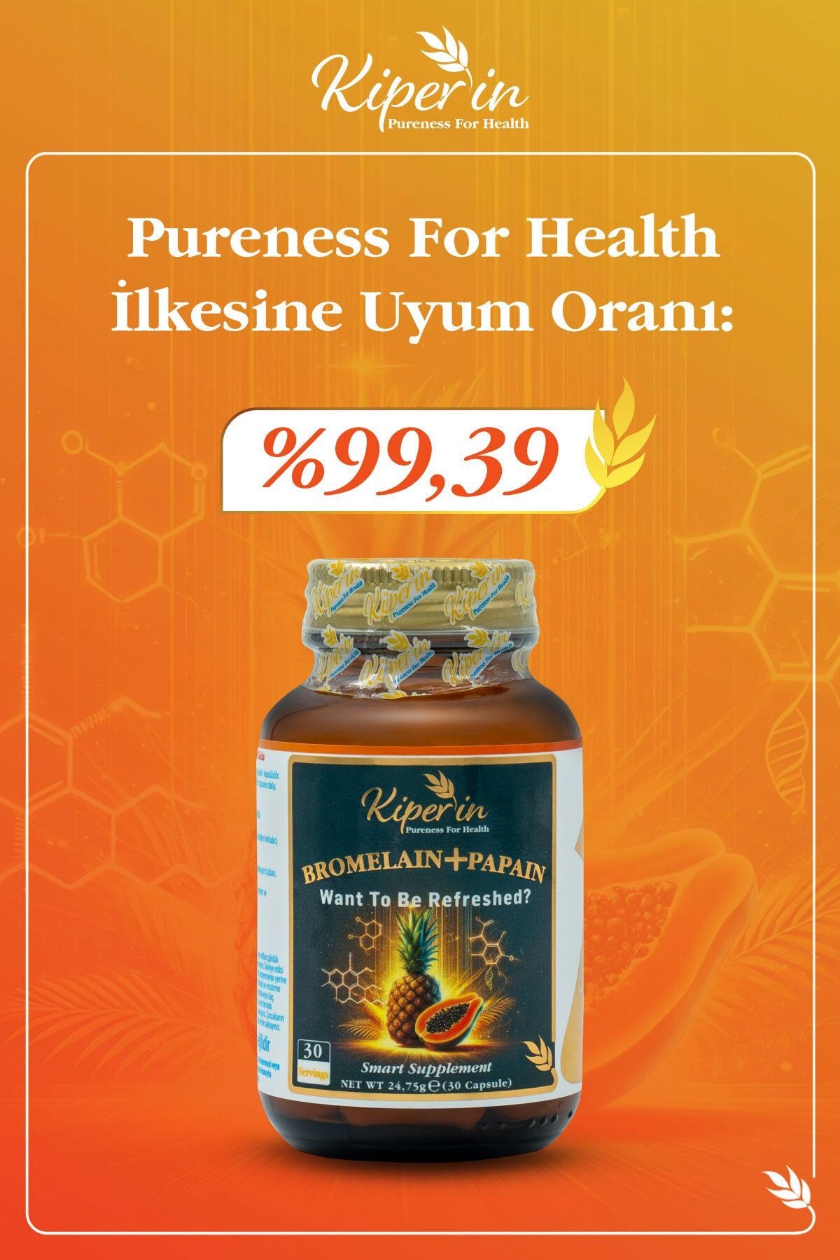 KİPERİNVİTAMİN-MİNERALLERKiperin Bromelain+ Papain 30 Kapsül