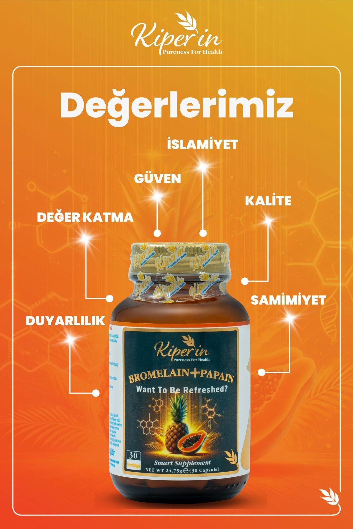 KİPERİNVİTAMİN-MİNERALLERKiperin Bromelain+ Papain 30 Kapsül