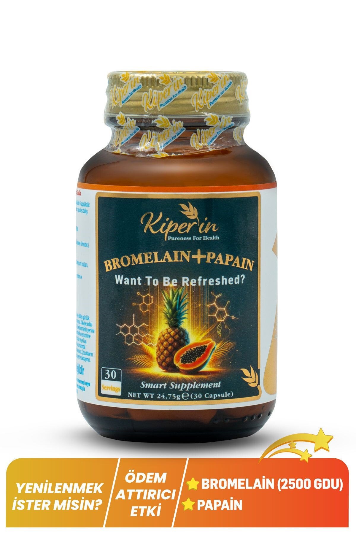 KİPERİNVİTAMİN-MİNERALLERKiperin Bromelain+ Papain 30 Kapsül