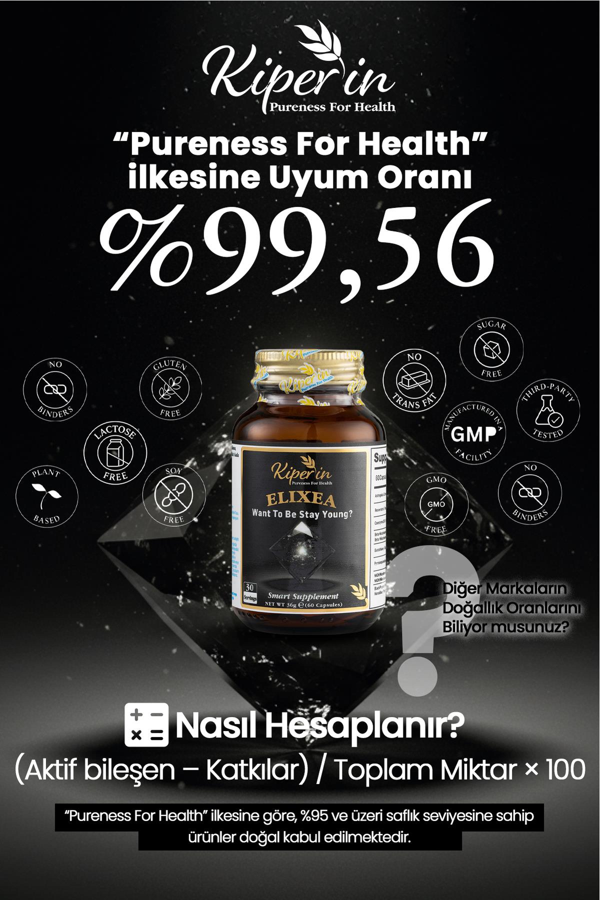 KİPERİNVİTAMİN-MİNERALLERKiperin Elixea Longevity  Resveratrol, Glutatyon, Koenzim Q10, NMN, NADH, PQQ 60 Kapsül