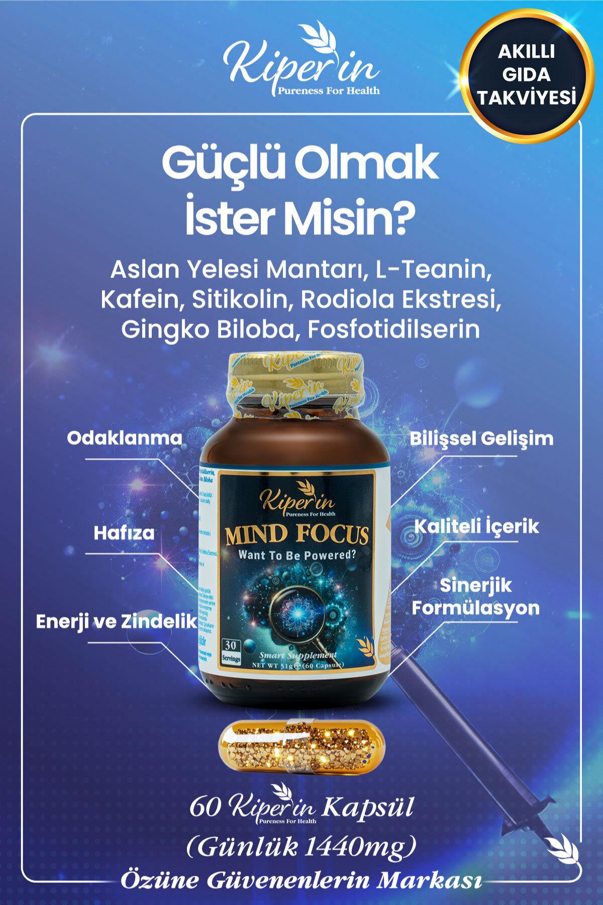KİPERİNVİTAMİN-MİNERALLERKiperin Mind Focus Aslan Yelesi Mantarı, Sitikolin, Rhodiola, L-Theanin 60 Kapsül