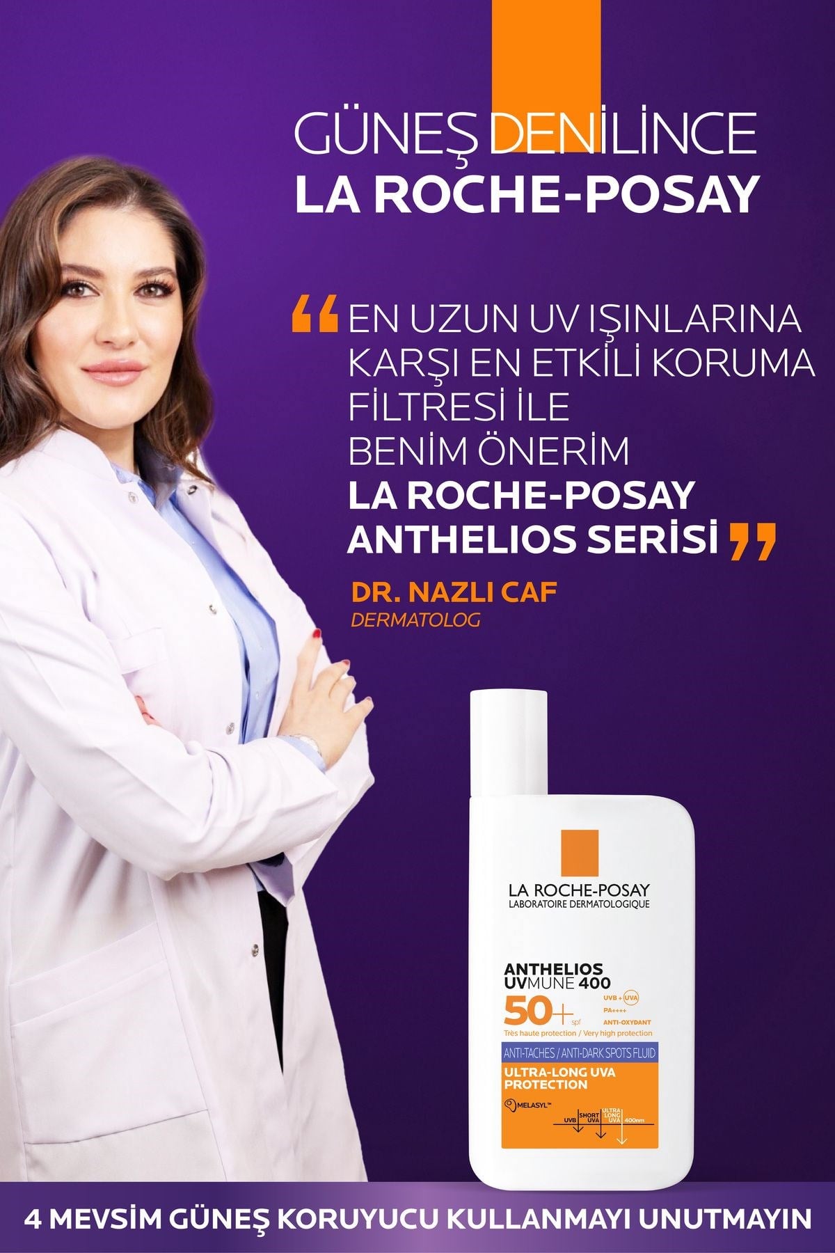LA ROCHE POSAYYÜZ GÜNEŞ ÜRÜNLERİLa Roche Posay Anthelios Uvmune 400 Anti-Dark Spots Fluid Spf50+ Melasyl İçeren Güneş Kremi 50 ml