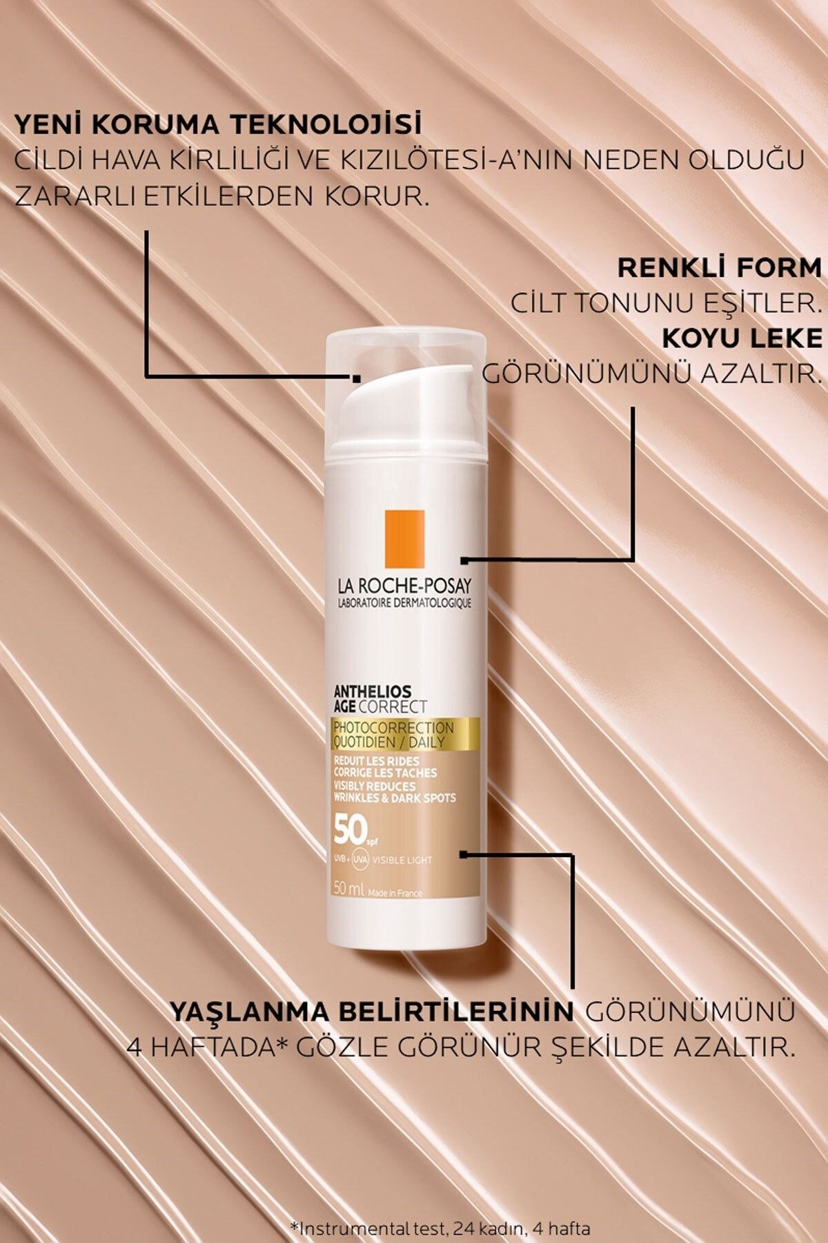 LA ROCHE POSAYYÜZ GÜNEŞ ÜRÜNLERİLa Roche Posay Anthelios Age Correct Daily SPF50+  Tinted Cream 50 ml