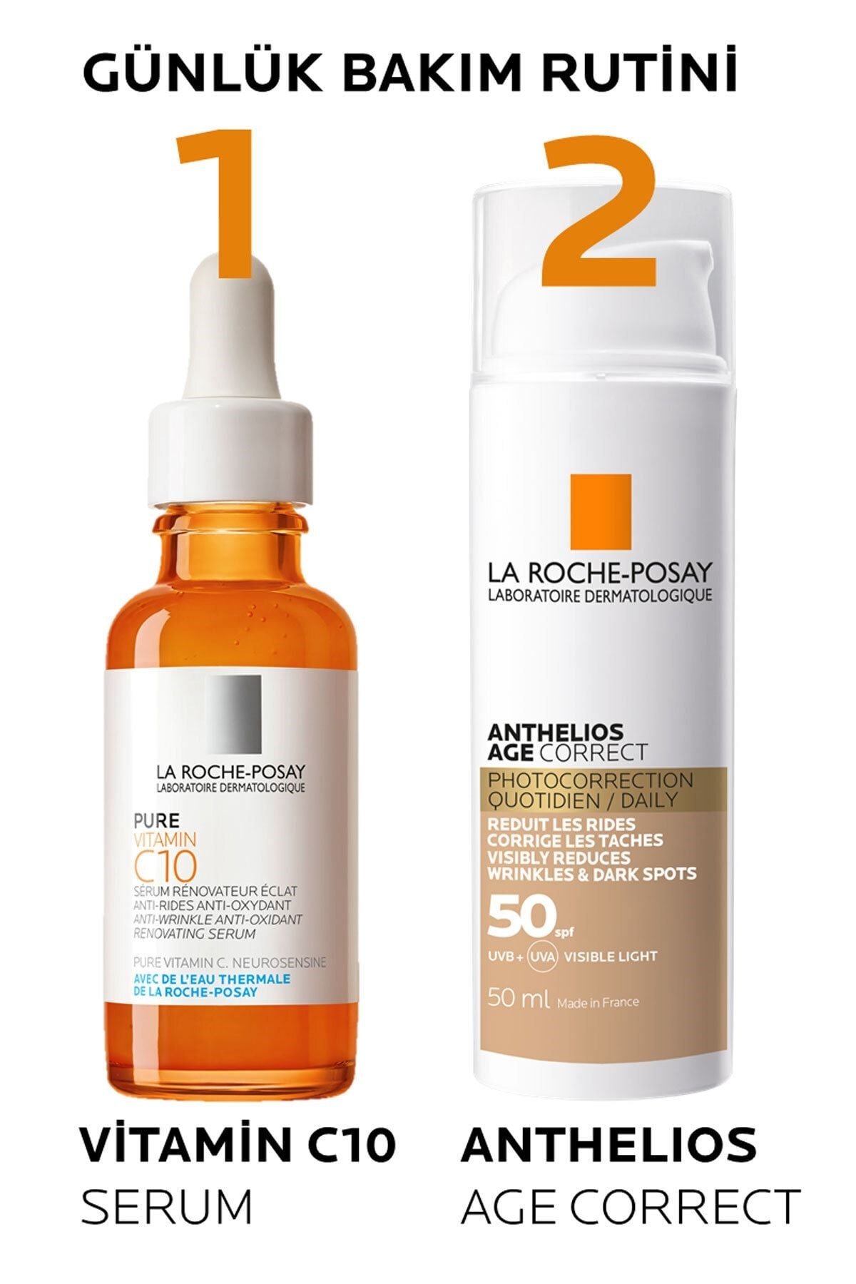LA ROCHE POSAYYÜZ GÜNEŞ ÜRÜNLERİLa Roche Posay Anthelios Age Correct Daily SPF50+  Tinted Cream 50 ml