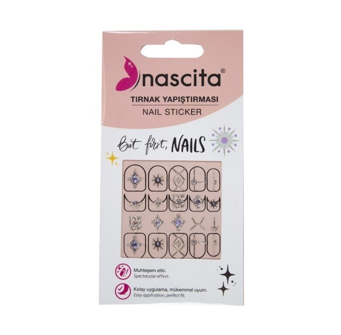 NascitaKOZMETİKNascita Tırnak Üstü Sticker Gümüş Temalı