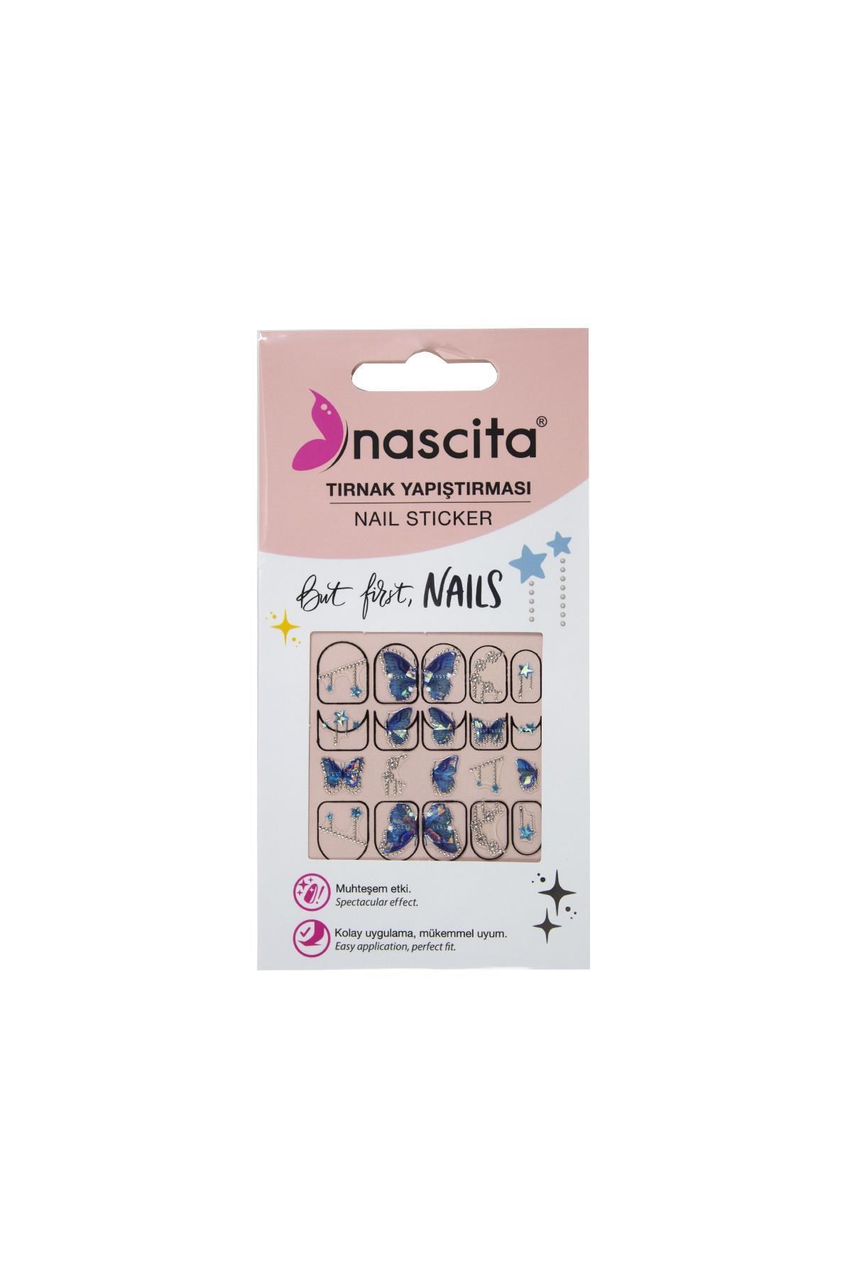 NascitaKOZMETİKNascita Tırnak Üstü Sticker Mavi Kelebek Temalı