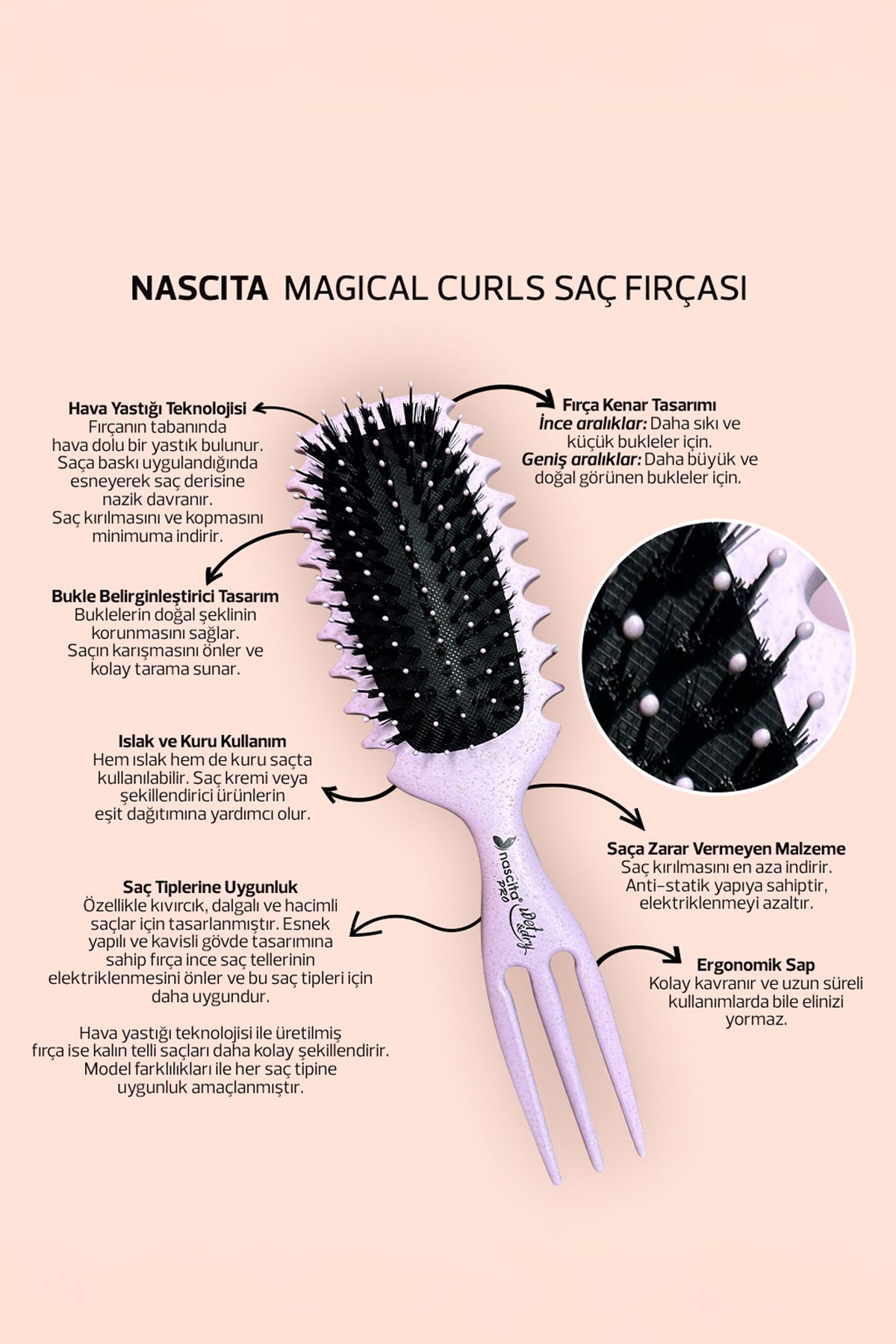 NascitaSAÇ FIRÇALARI / TARAKLARNascita Magical Curls Saç Fırçası Büyük Boy Lila