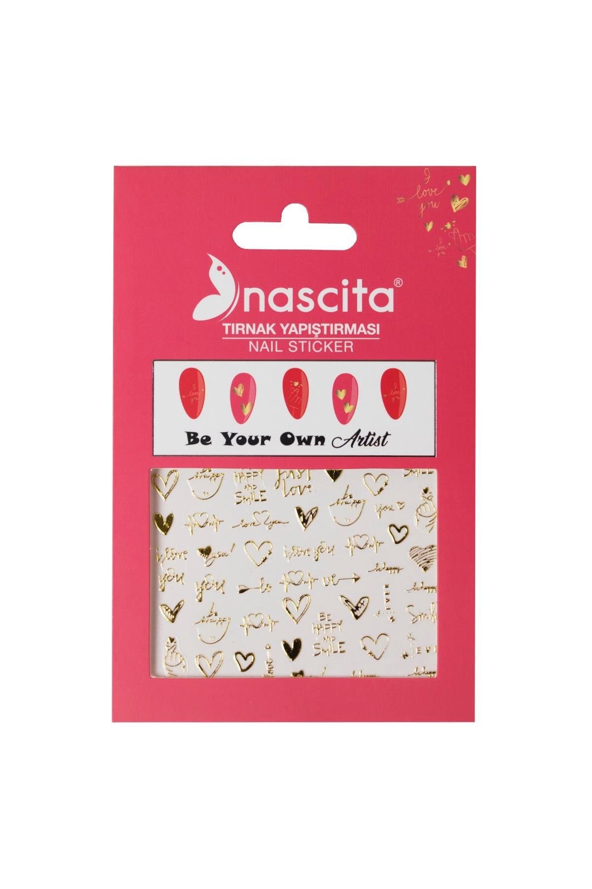 NascitaTIRNAK ÜRÜNLERİNascita Tırnak Üstü Sticker Gold Kalp Temalı