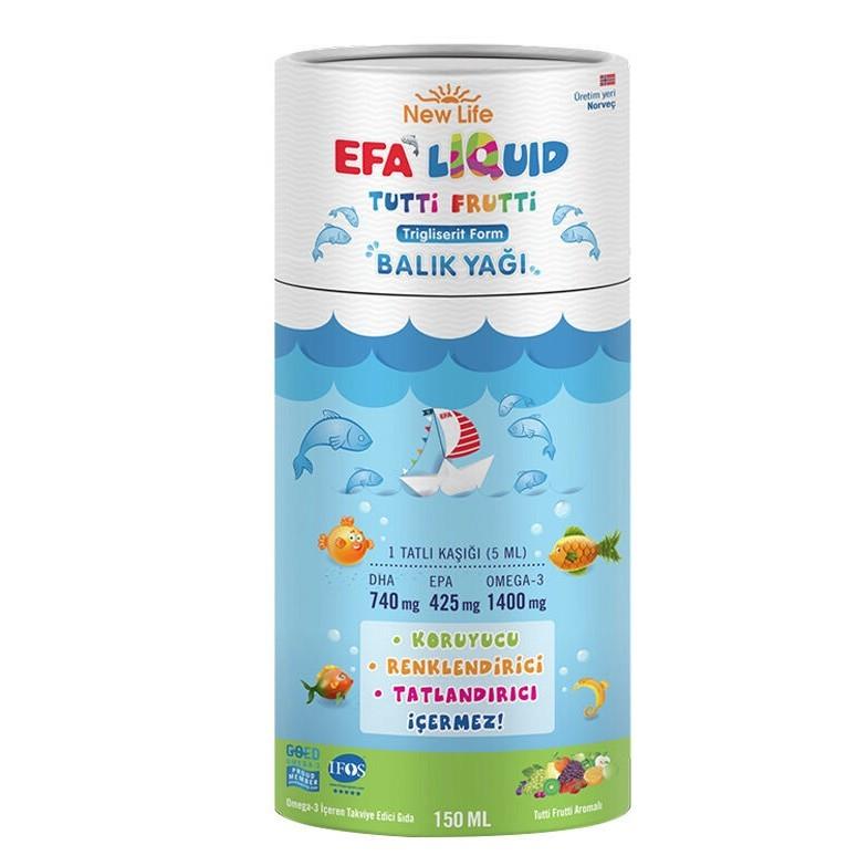 NEW LIFEÇOCUKLAR İÇİN BESİN TAKVİYELERİNew Life EFA Liquid Tutti Frutti Balık Yağı Şurubu 150 ml