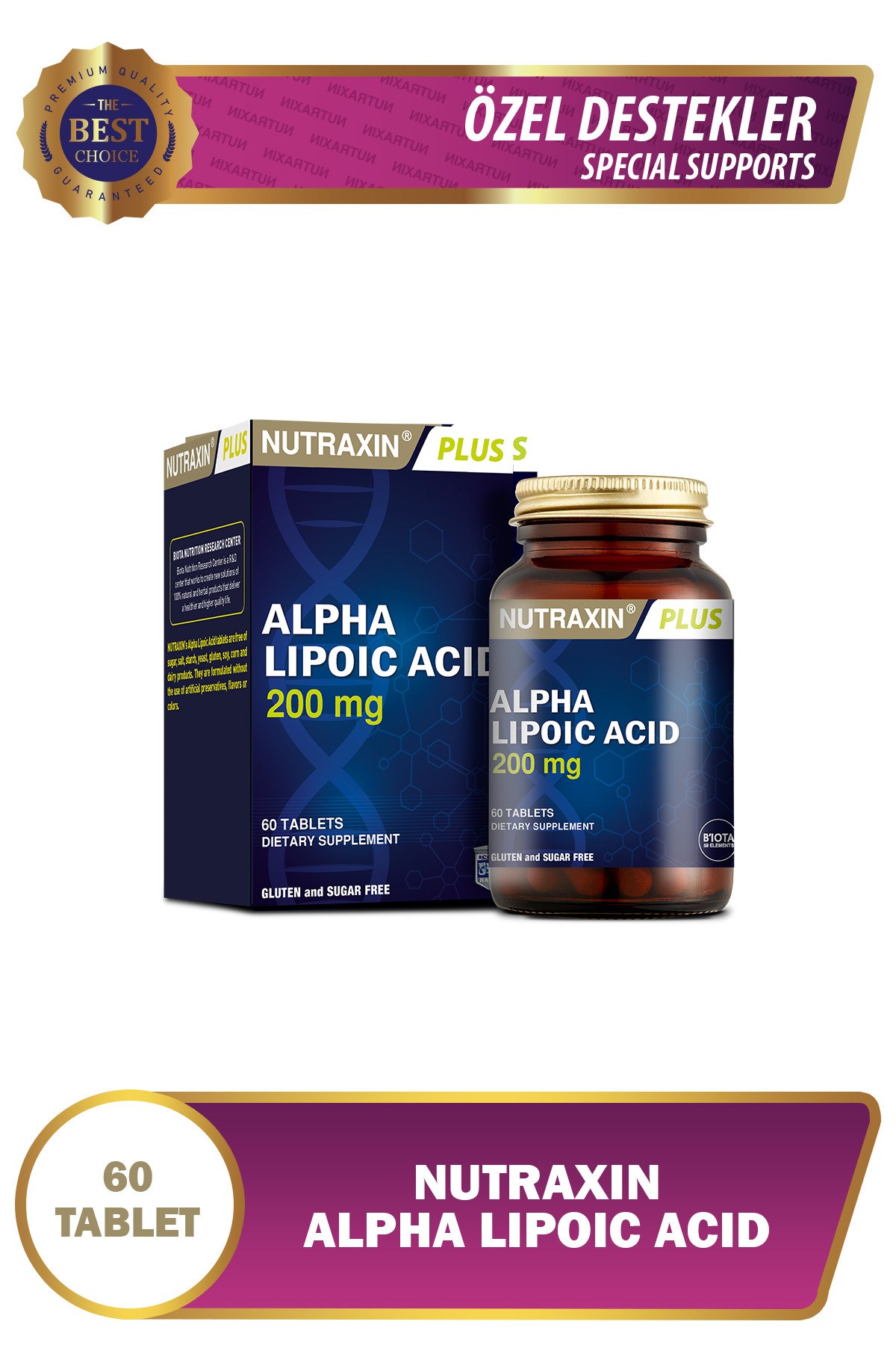 NUTRAXINBESİN TAKVİYELERİNutraxin Alpha Lipoic Acid 200 mg 60 Tablet