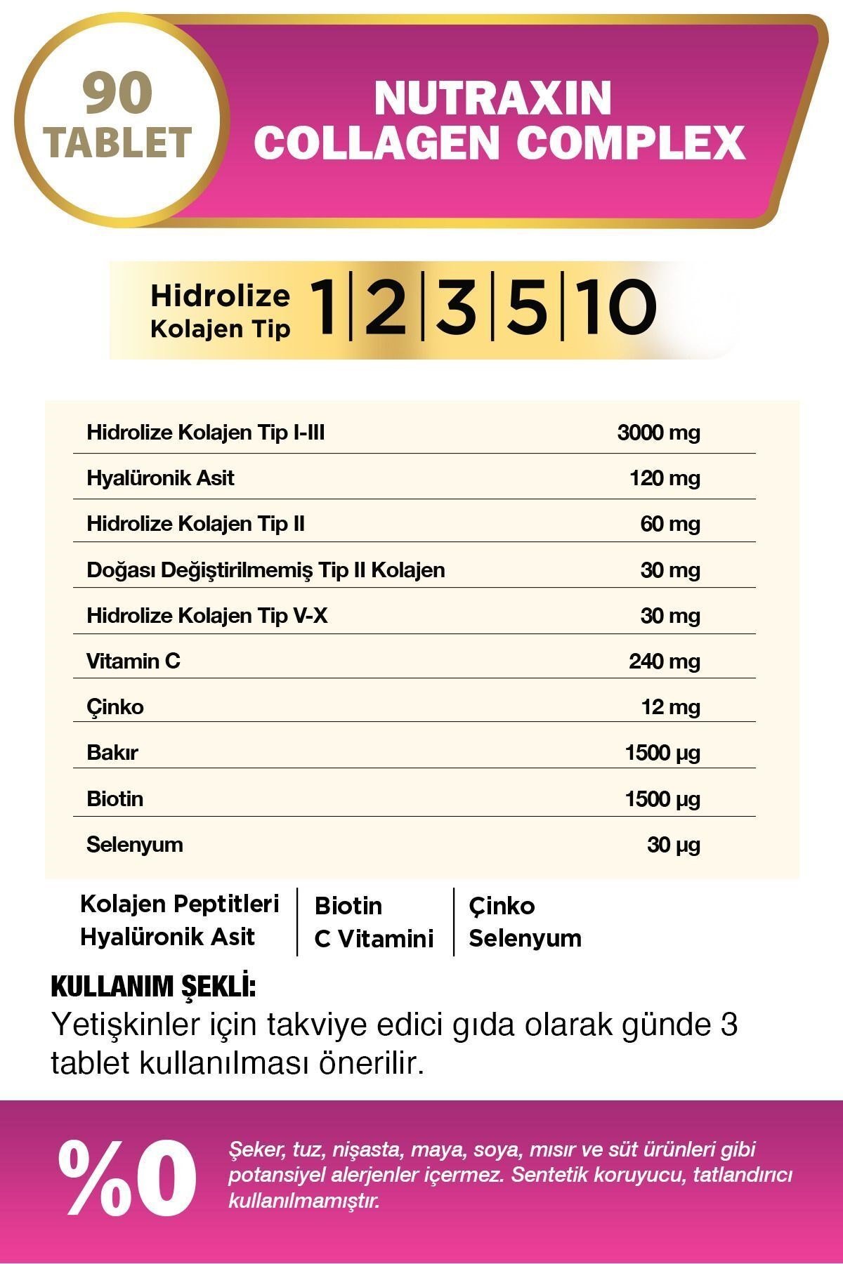 NUTRAXINKOLAJENLERNutraxin Beauty Collagen Complex 90 Tablet