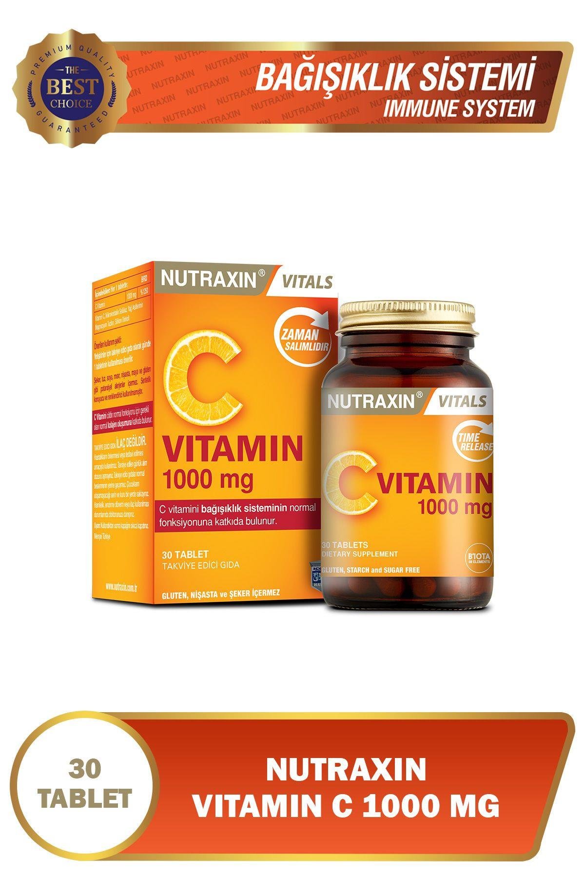 NUTRAXINVİTAMİN-MİNERALLERNutraxin C Vitamini 1000 mg Zaman Salınımlı 30 Tablet