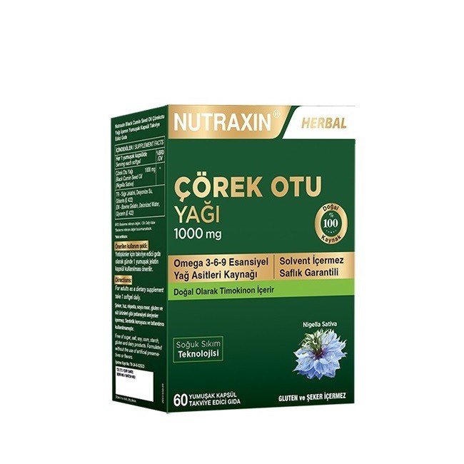 NUTRAXINVİTAMİN-MİNERALLERNutraxin Çörek Otu Yağı 1000 mg 60 Yumuşak Kapsül
