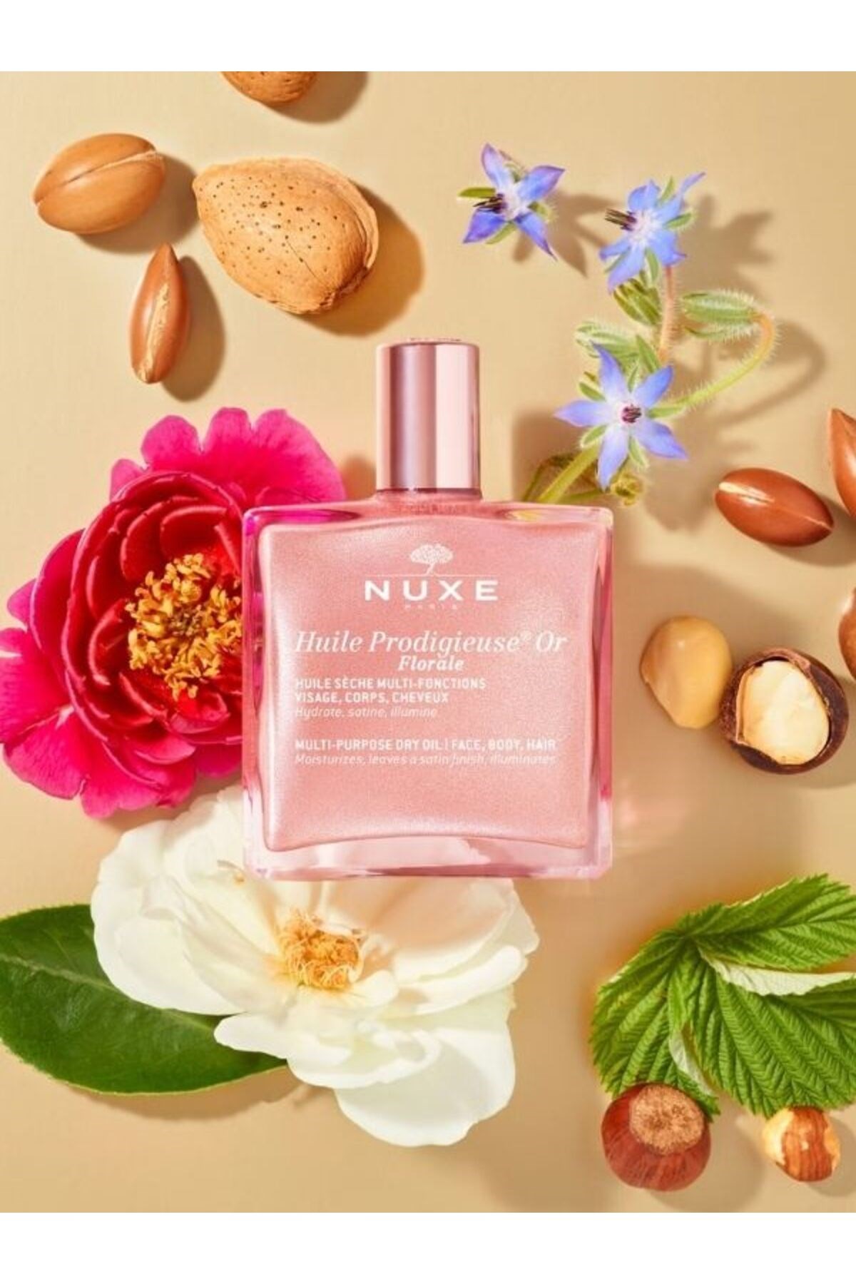 NUXECİLT BAKIM SERUMLARINuxe Huile Prodigieuse Or Pembe Parıltılı Çiçeksi Çok Amaçlı Kuru Yağ 50 ml