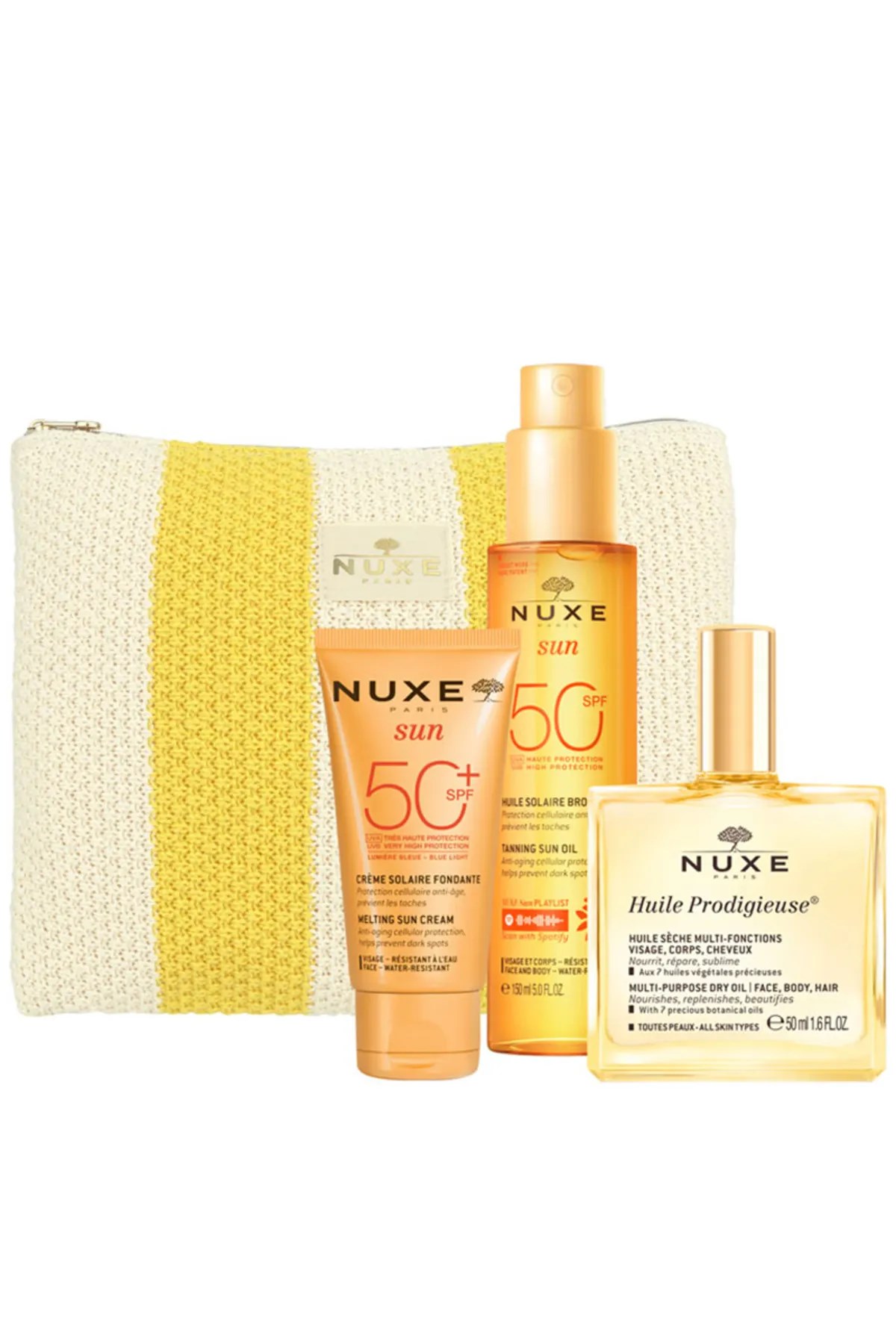 NUXEGÜNEŞ ÜRÜNLERİNuxe Güneş Bakım Seti - Bronzlaştırıcı Güneş Yağı SPF50 150 ml + Güneş Kremi SPF50 + Kuru Yağ 50 ml
