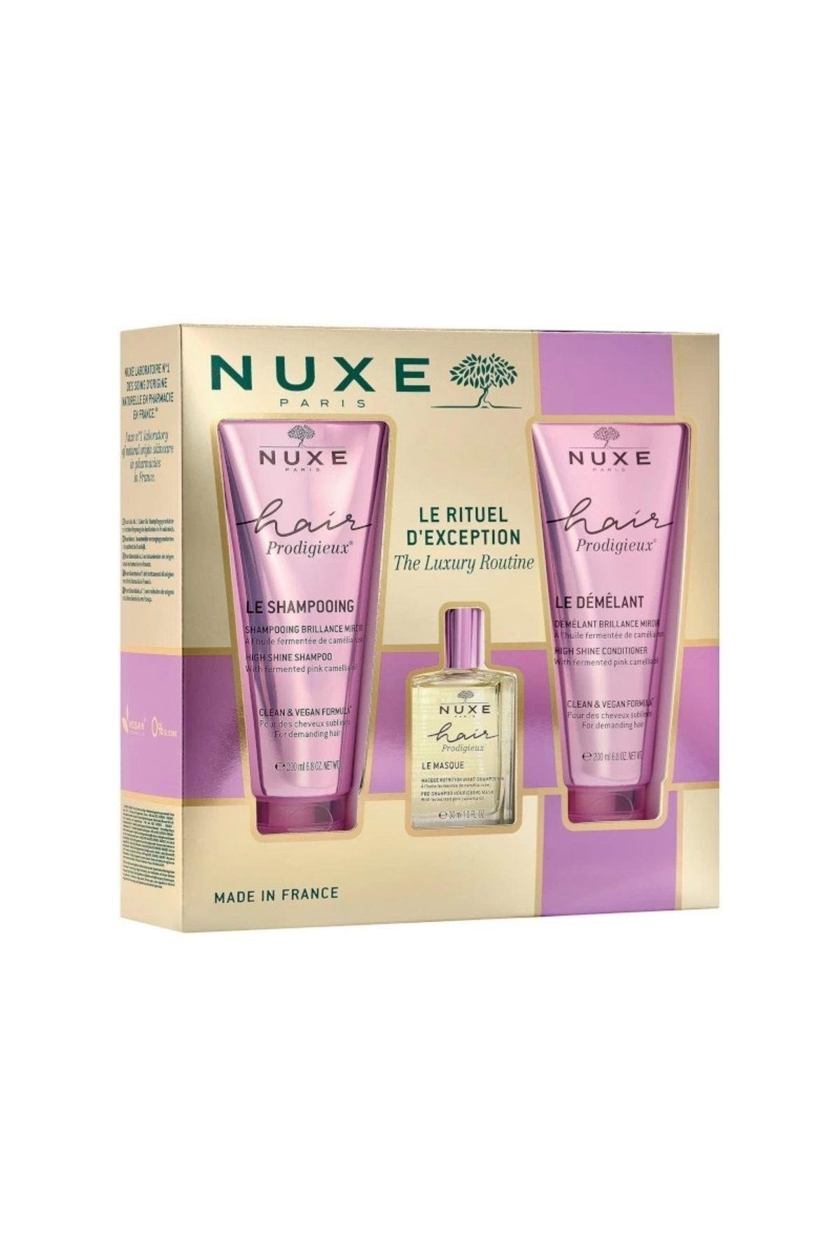 NUXESAÇ BAKIM SETİNuxe Hair Prodigieux Saç Bakım Seti Maske 30 ml + Şampuan 200 ml + Saç Kremi 200 ml