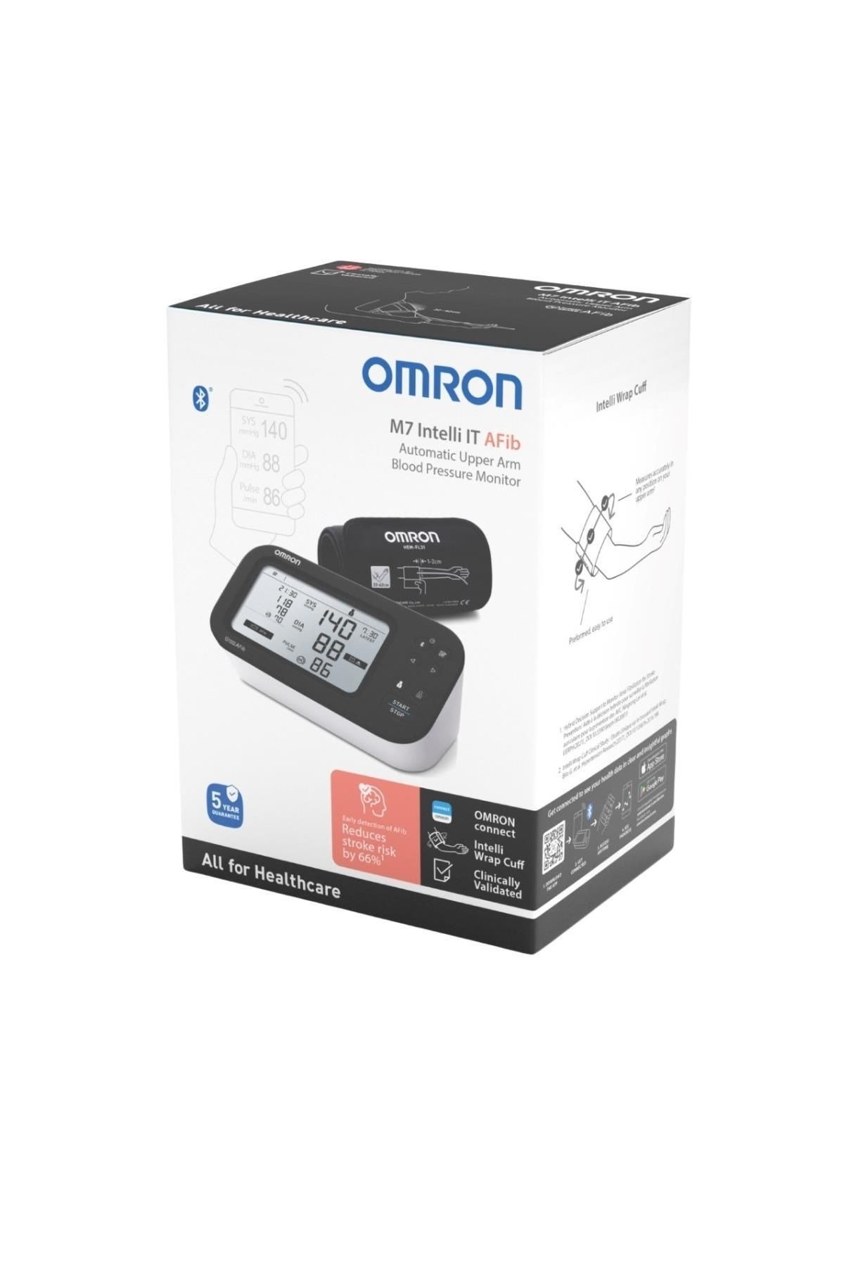 OMRONTANSİYON ALETLERİOmron M7 Intelli It Afib HEM-7380T1-EBK Üst Kol Tansiyon Aleti
