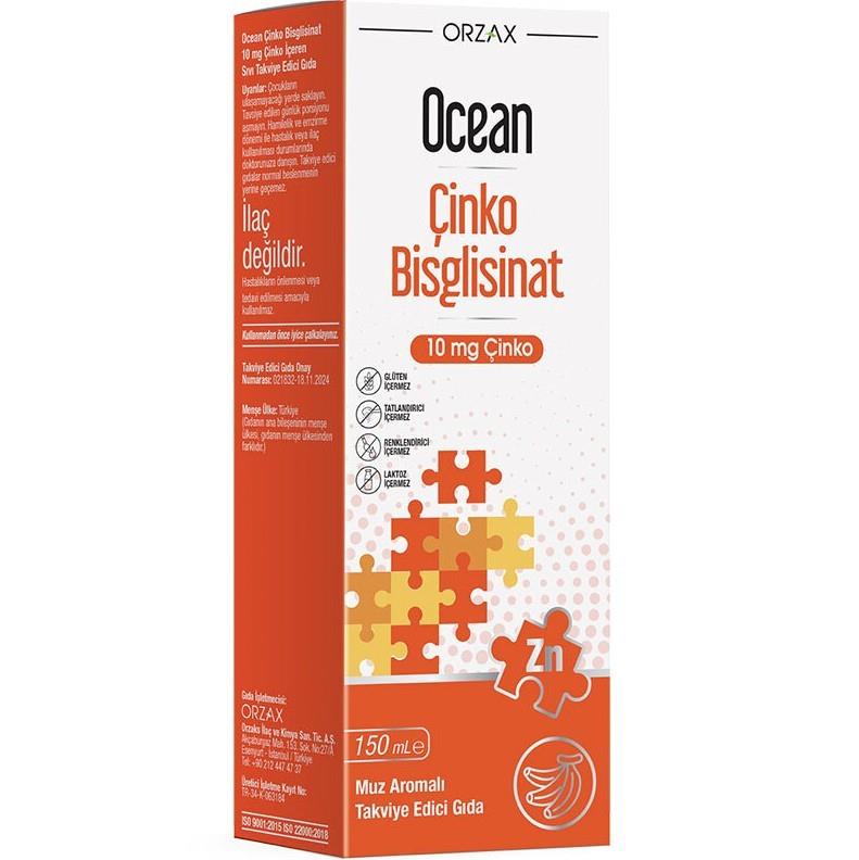 ORZAXÇOCUKLAR İÇİN BESİN TAKVİYELERİOrzax Ocean Çinko Bisglisinat Şurup 150 ml - Muz Aromalı