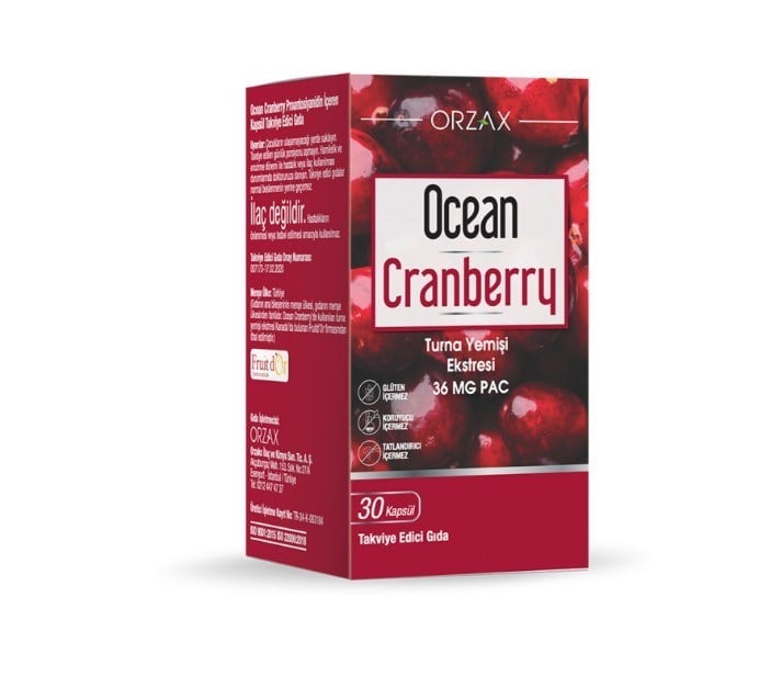 ORZAXVİTAMİN-MİNERALLEROrzax Ocean Cranberry Turna Yemişi Ekstresi 36 mg Pac 30 Kapsül