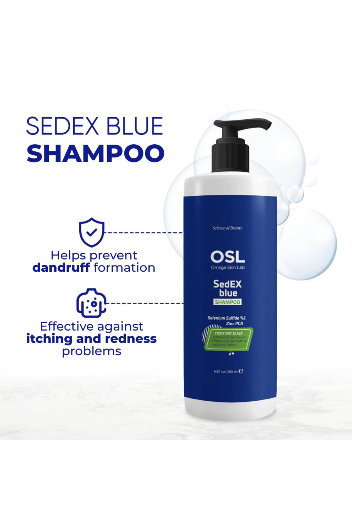 Osl Omega Skin LabŞAMPUANLAROsl Omega Skin Lab Sedex Blue Kepek Karşıtı Şampuan 200 ml