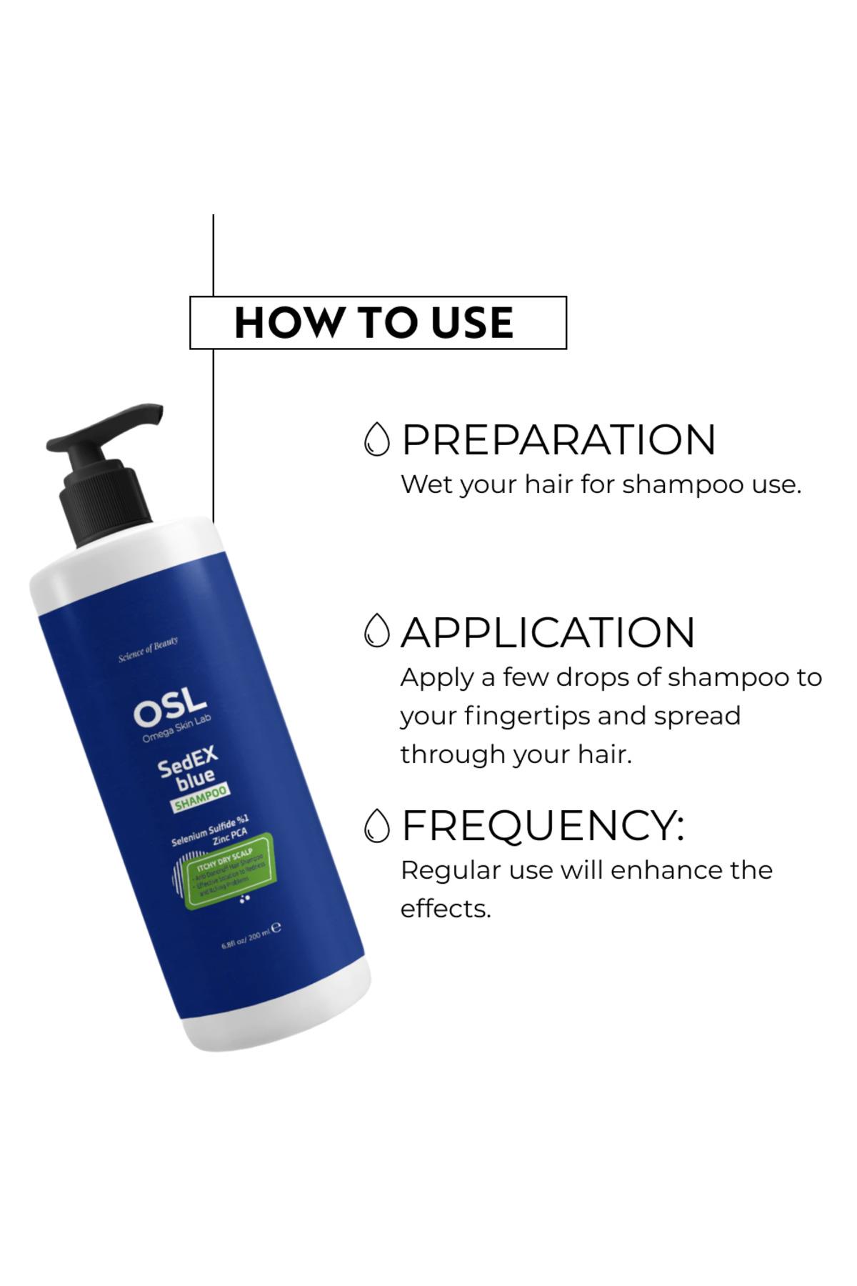 Osl Omega Skin LabŞAMPUANLAROsl Omega Skin Lab Sedex Blue Kepek Karşıtı Şampuan 200 ml