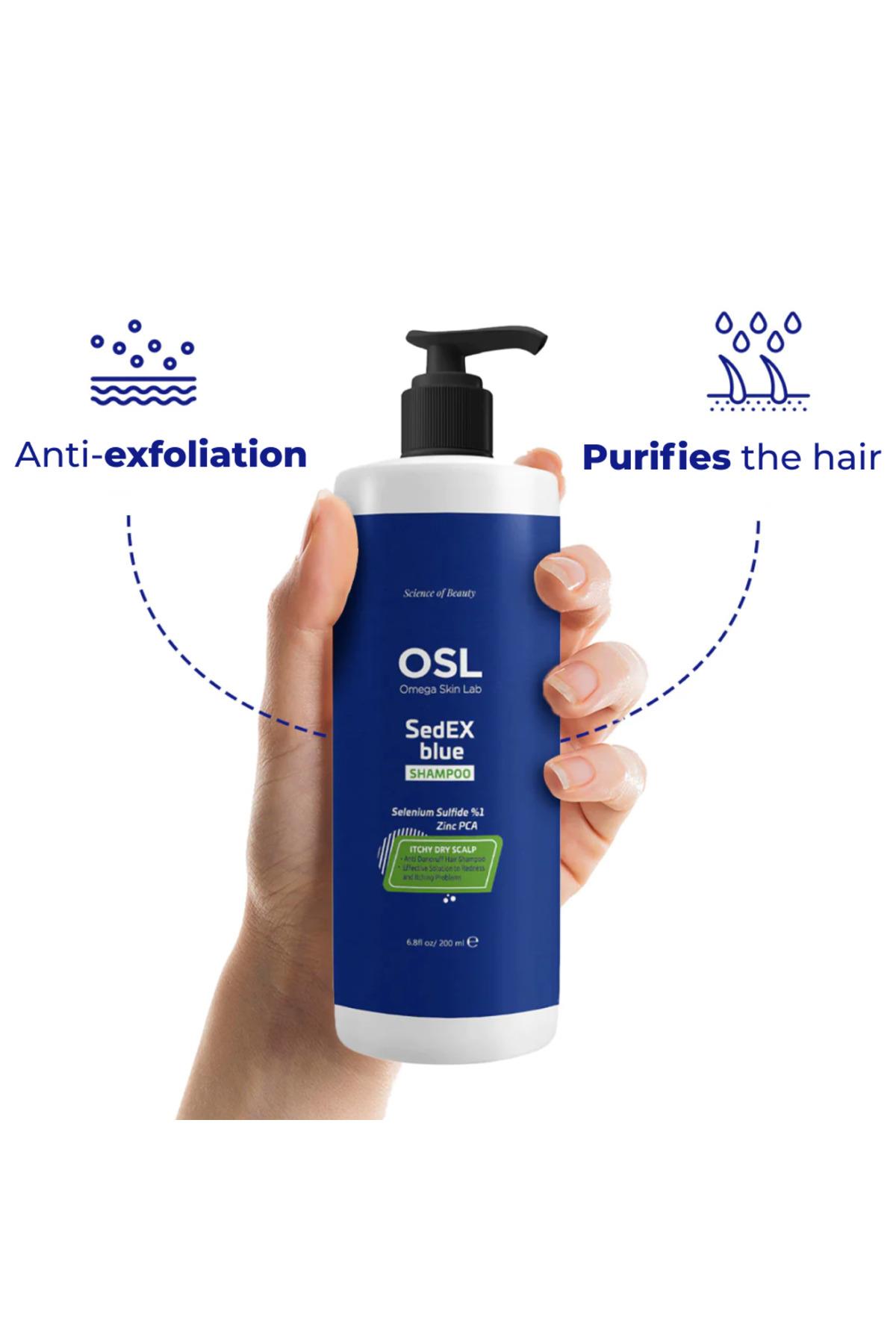 Osl Omega Skin LabŞAMPUANLAROsl Omega Skin Lab Sedex Blue Kepek Karşıtı Şampuan 200 ml