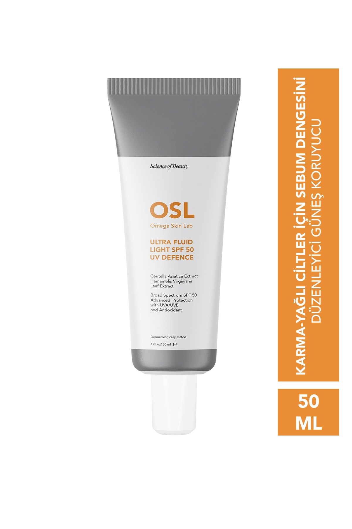 Osl Omega Skin LabYÜZ GÜNEŞ ÜRÜNLERİOsl Omega Skin Lab Ultra Fluid Light Yağlı ve Sivilceye Yatkın Ciltler için SPF 50+ UV Defence 50 ml