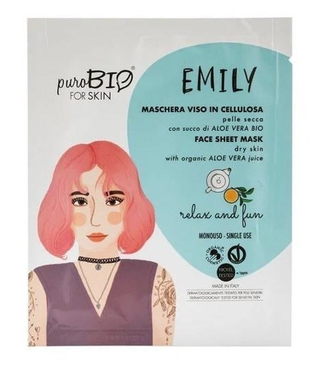 PuroBioCİLT BAKIM ÜRÜNLERİPurobio Face Sheet Mask For Dry Skin Emily Relax and Fun - Tek Kullanım