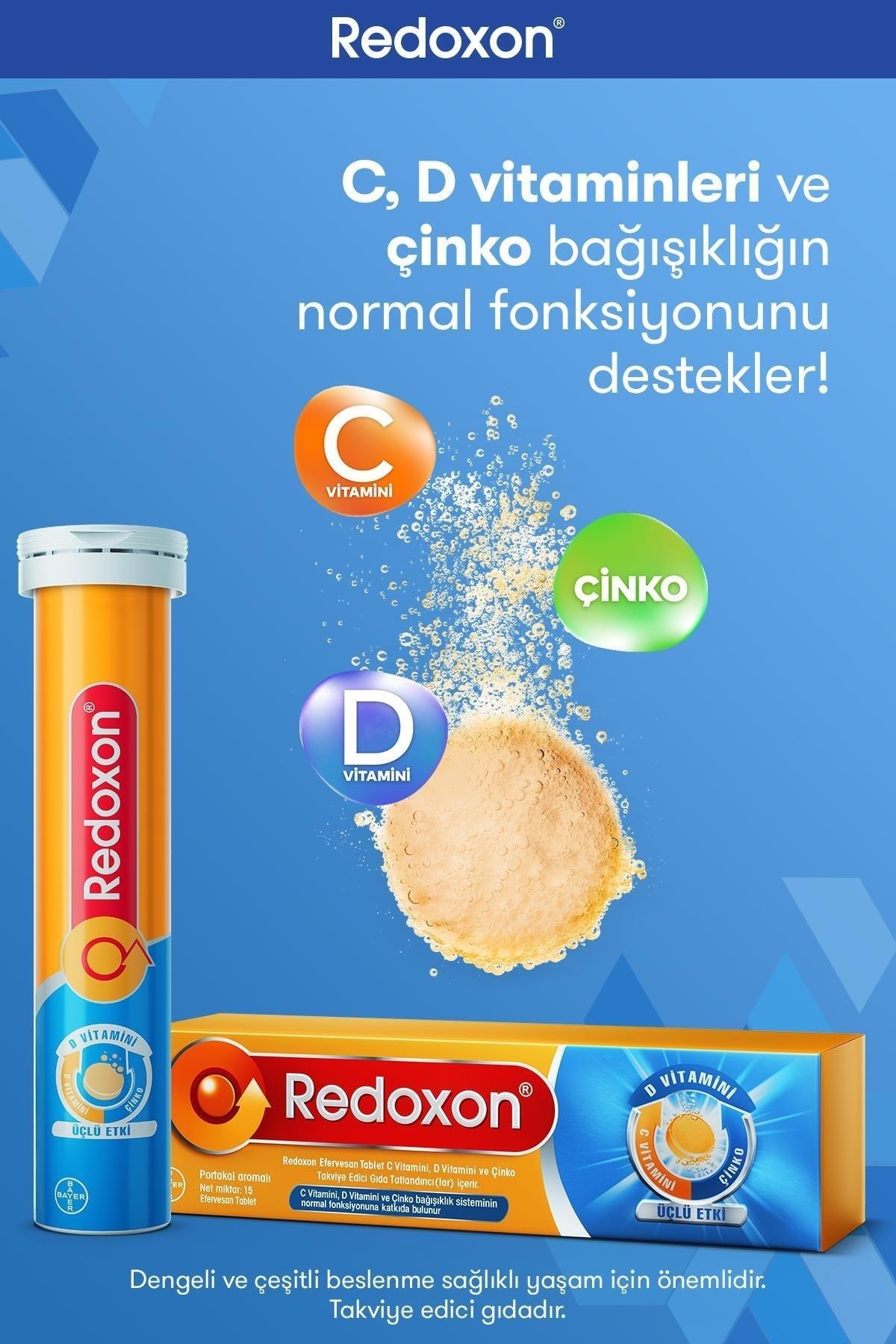 REDOXONVİTAMİN-MİNERALLERRedoxon Üçlü Etki C+D+Çinko 15 Efervesan Tablet