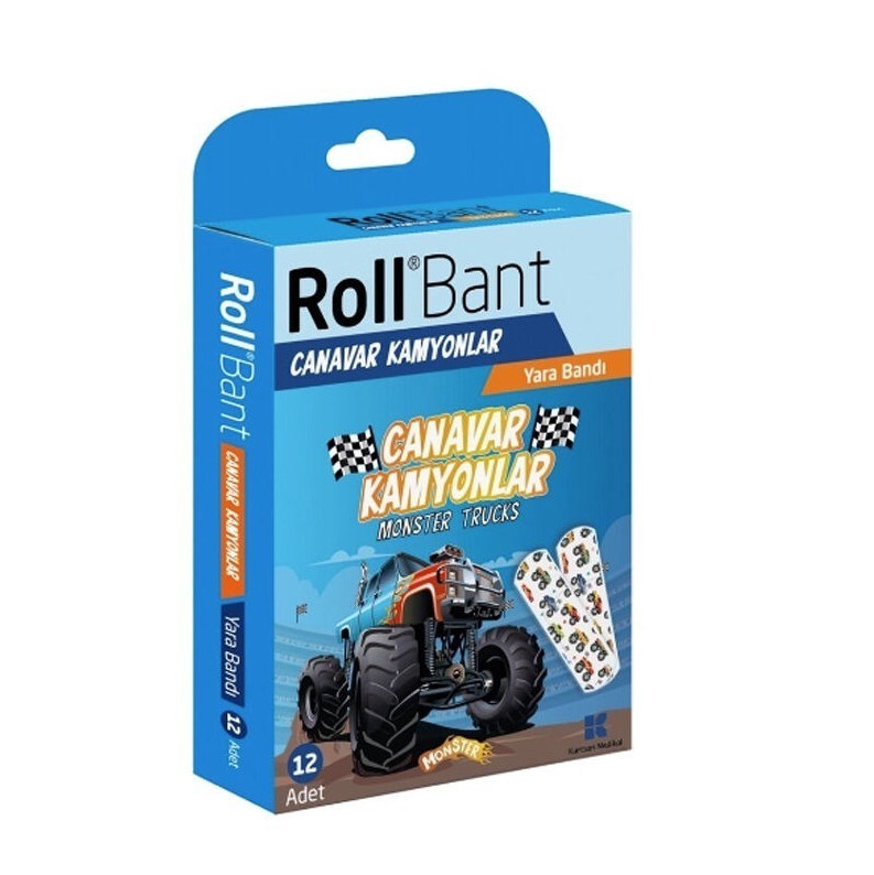 ROLLKİŞİSEL BAKIM ÜRÜNLERİRoll Bant Yara Bandı Canavar Kamyonlar 12'li