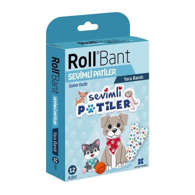 ROLLKİŞİSEL BAKIM ÜRÜNLERİRoll Bant Yara Bandı Sevimli Patiler 12'li